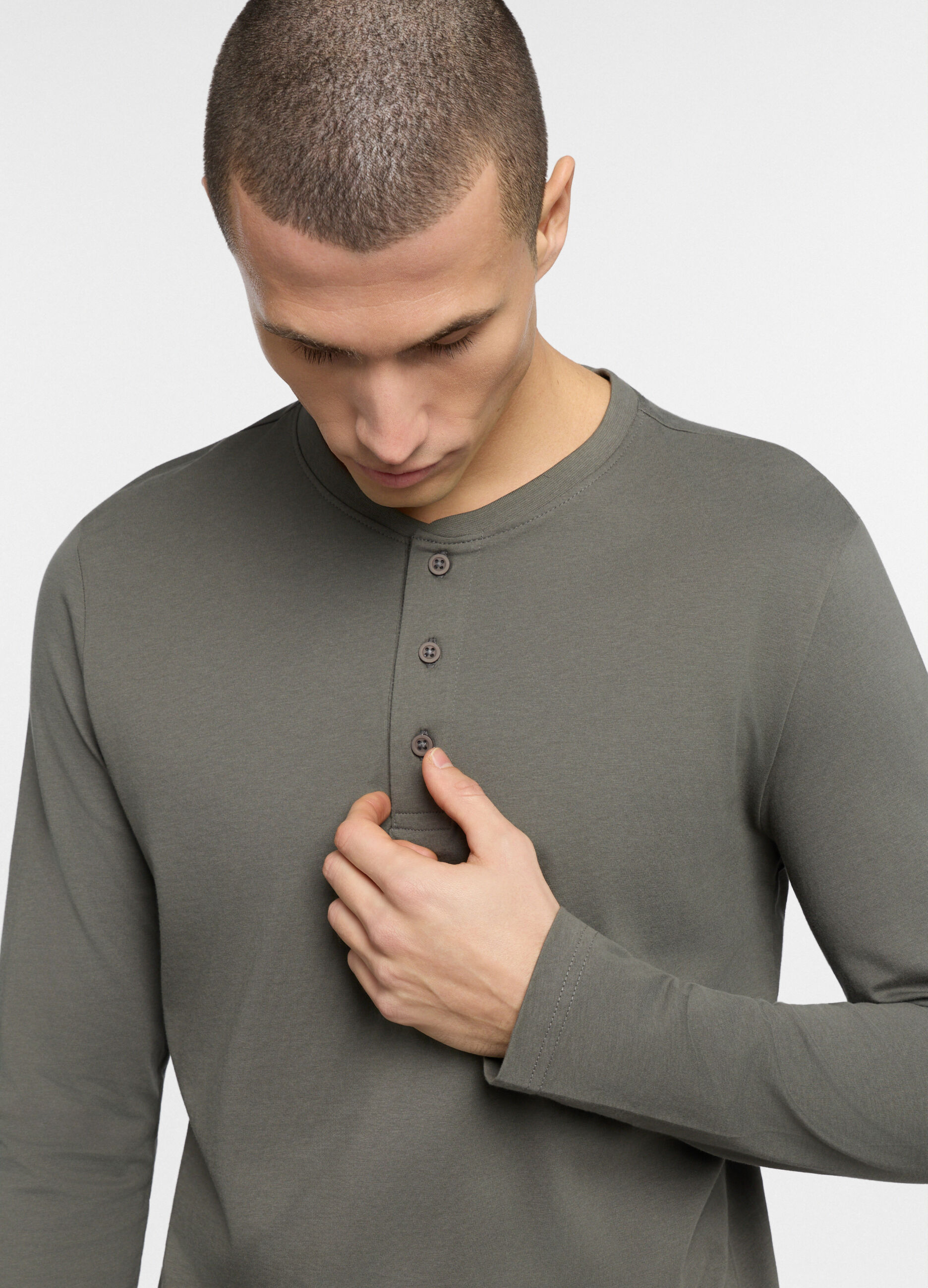 Maglia del pigiama a serafino in jersey uomo_2