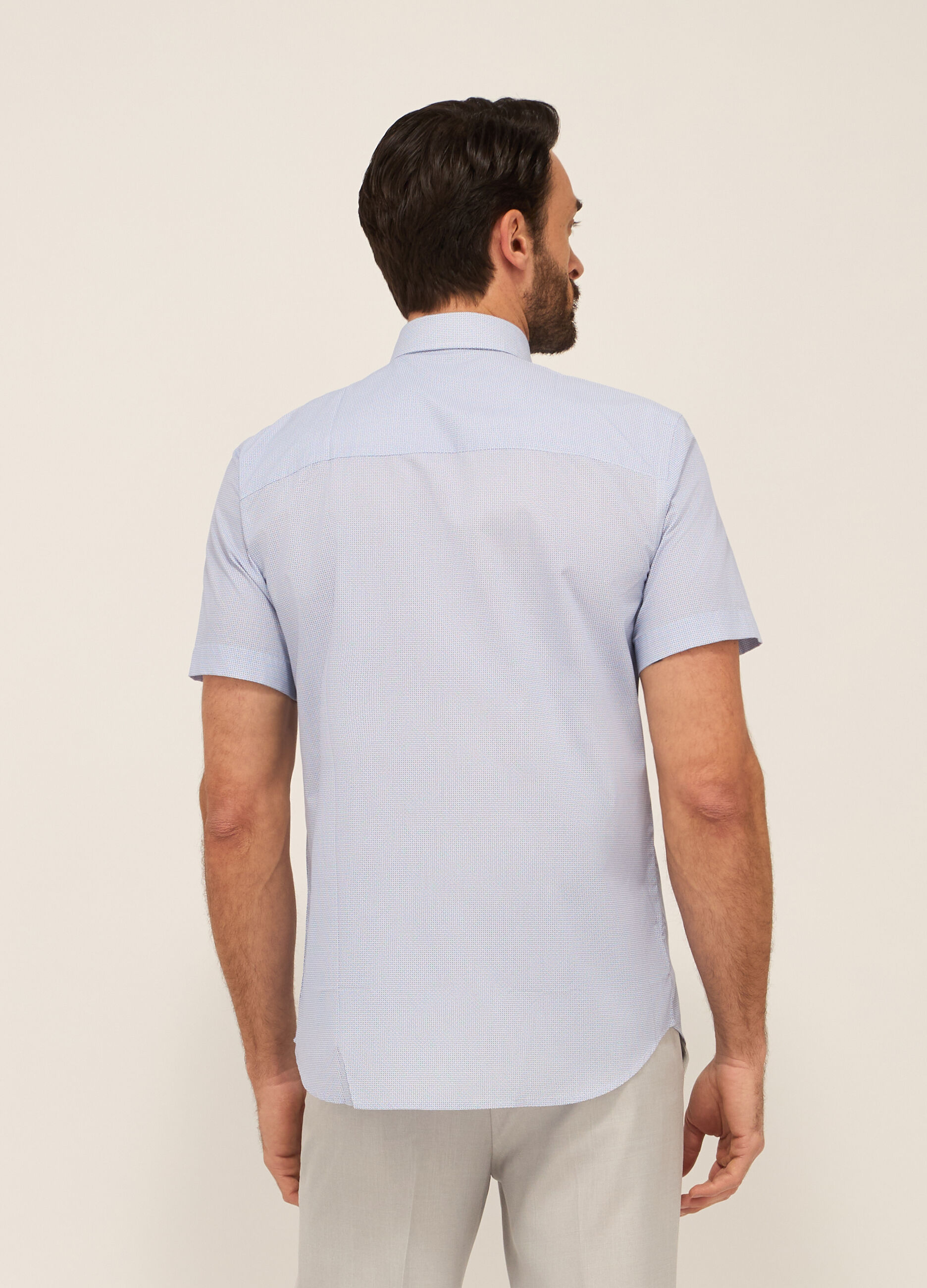Camicia a maniche corte con micro-motivo uomo_1