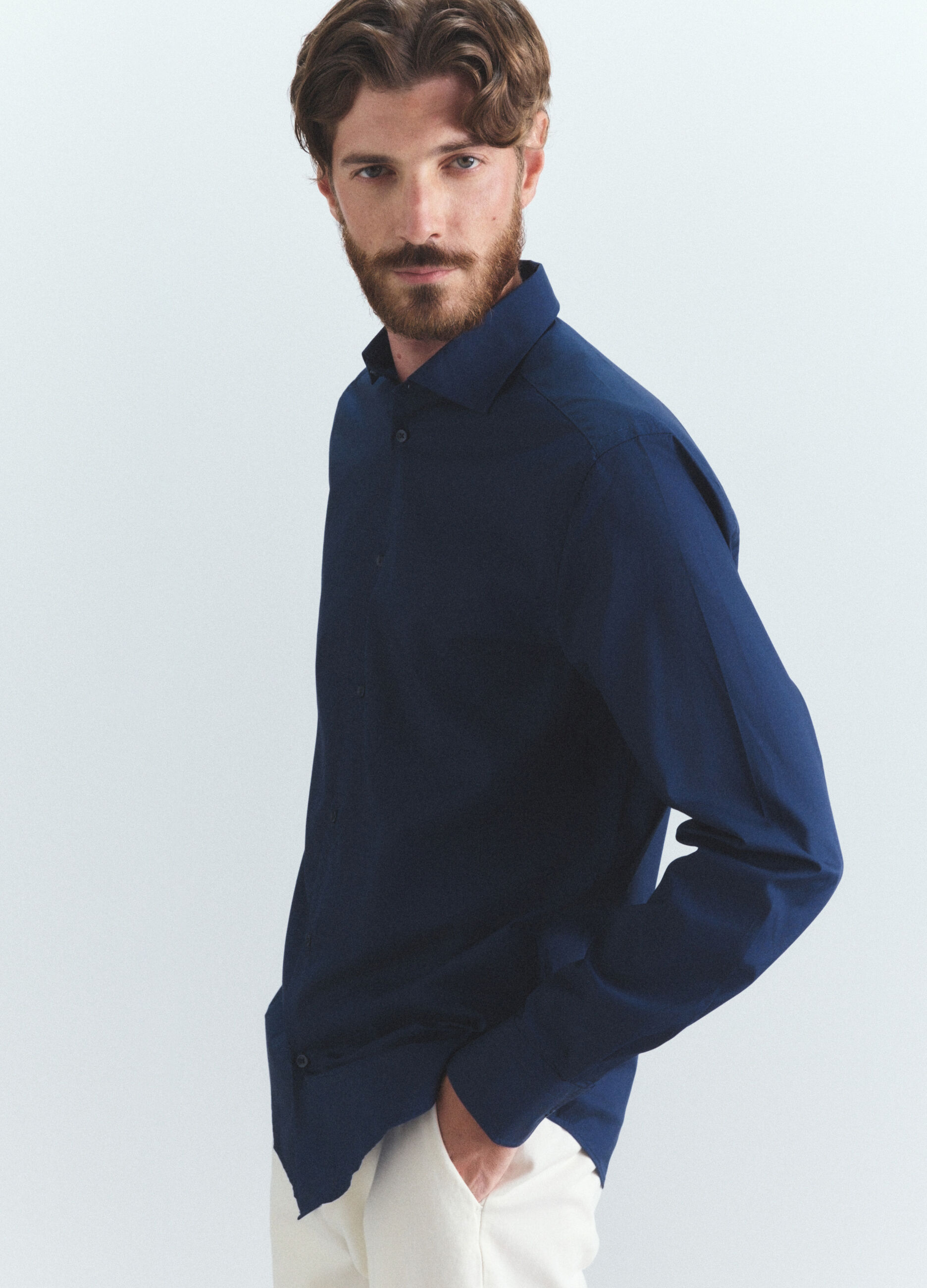 Camicia regular fit in misto cotone uomo_2