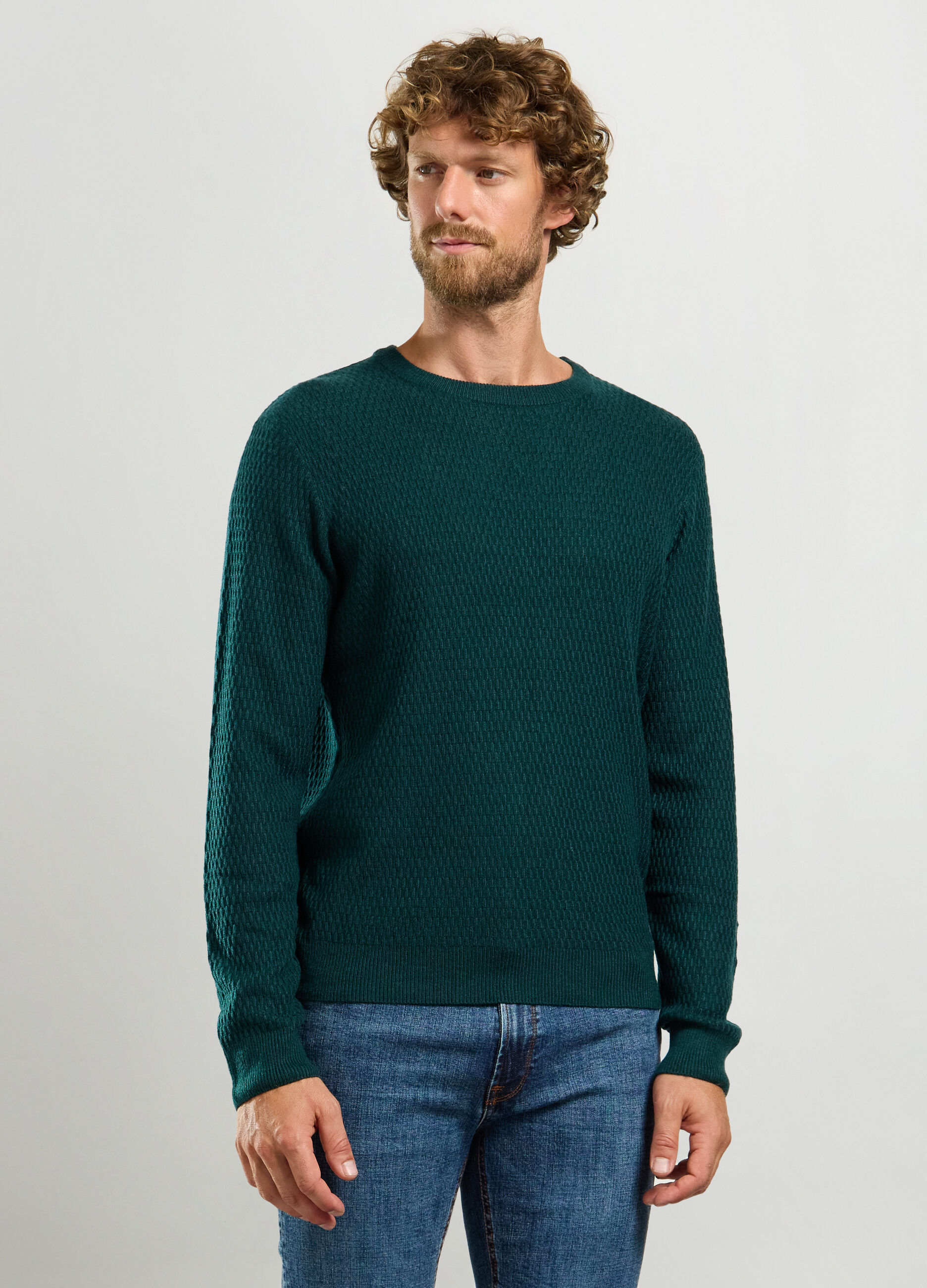 Maglione girocollo in maglia operata uomo