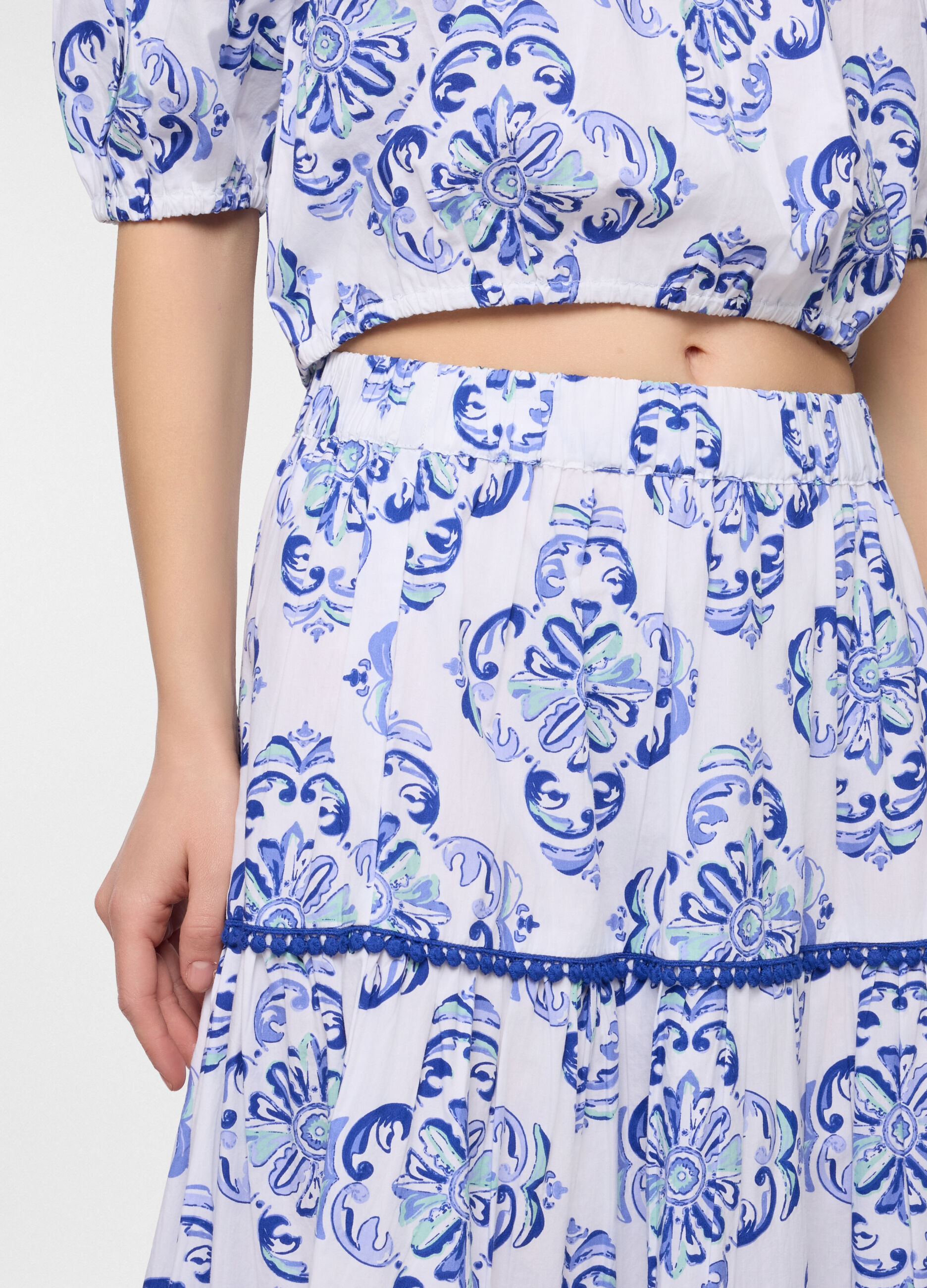 Gonna lunga in popeline di puro cotone donna_2