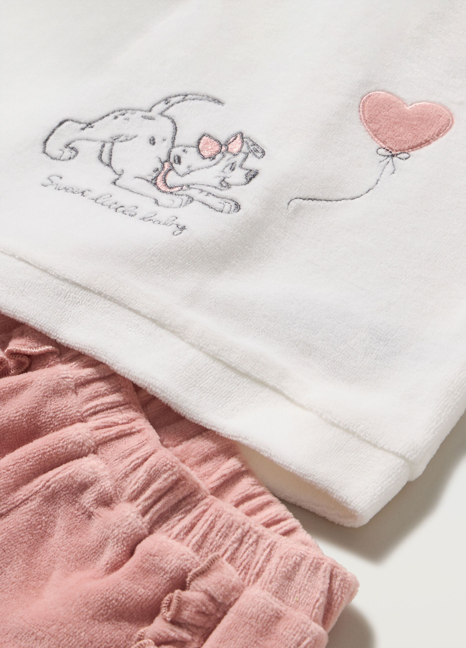 Set velour con rouches neonata_1