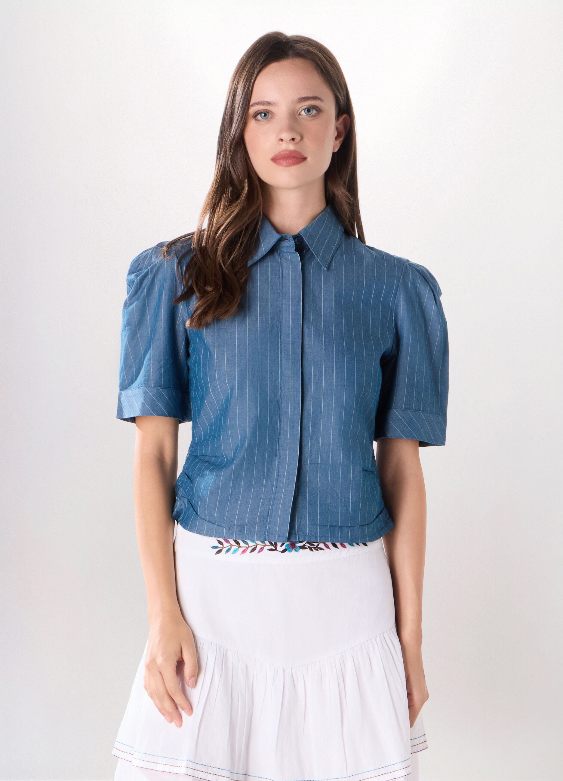 Camicia in popeline di puro cotone donna_0