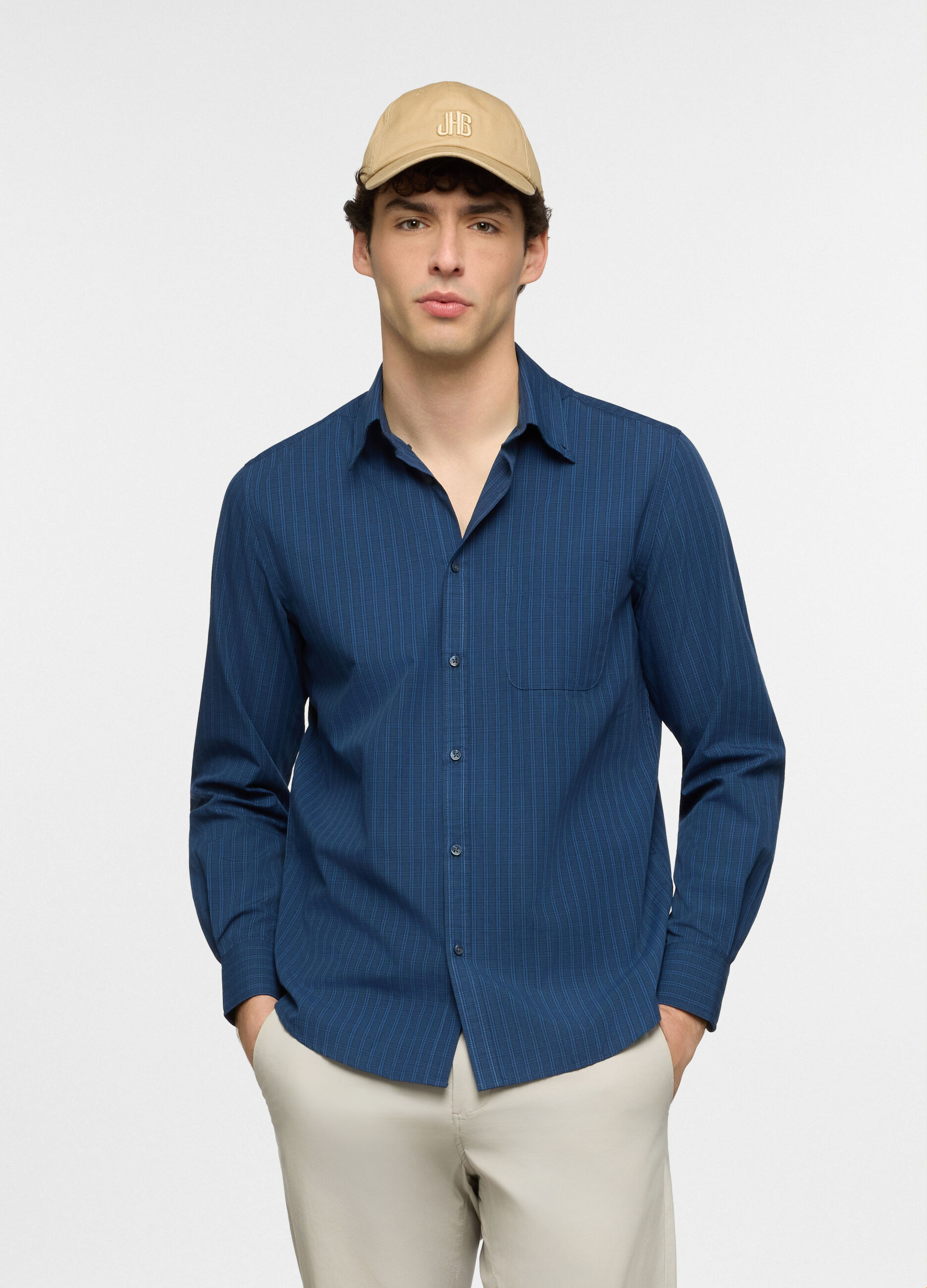Camicia regular fit con colletto button down uomo_0