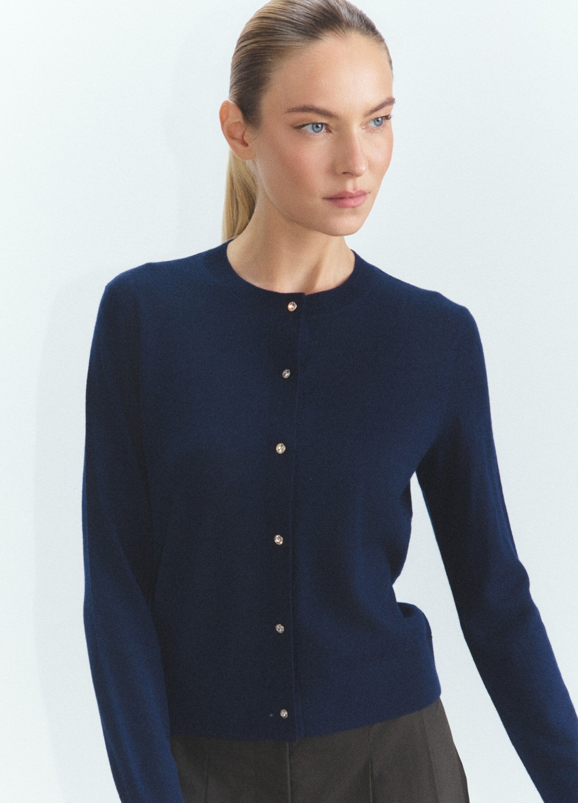 Cardigan girocollo rasato donna_1