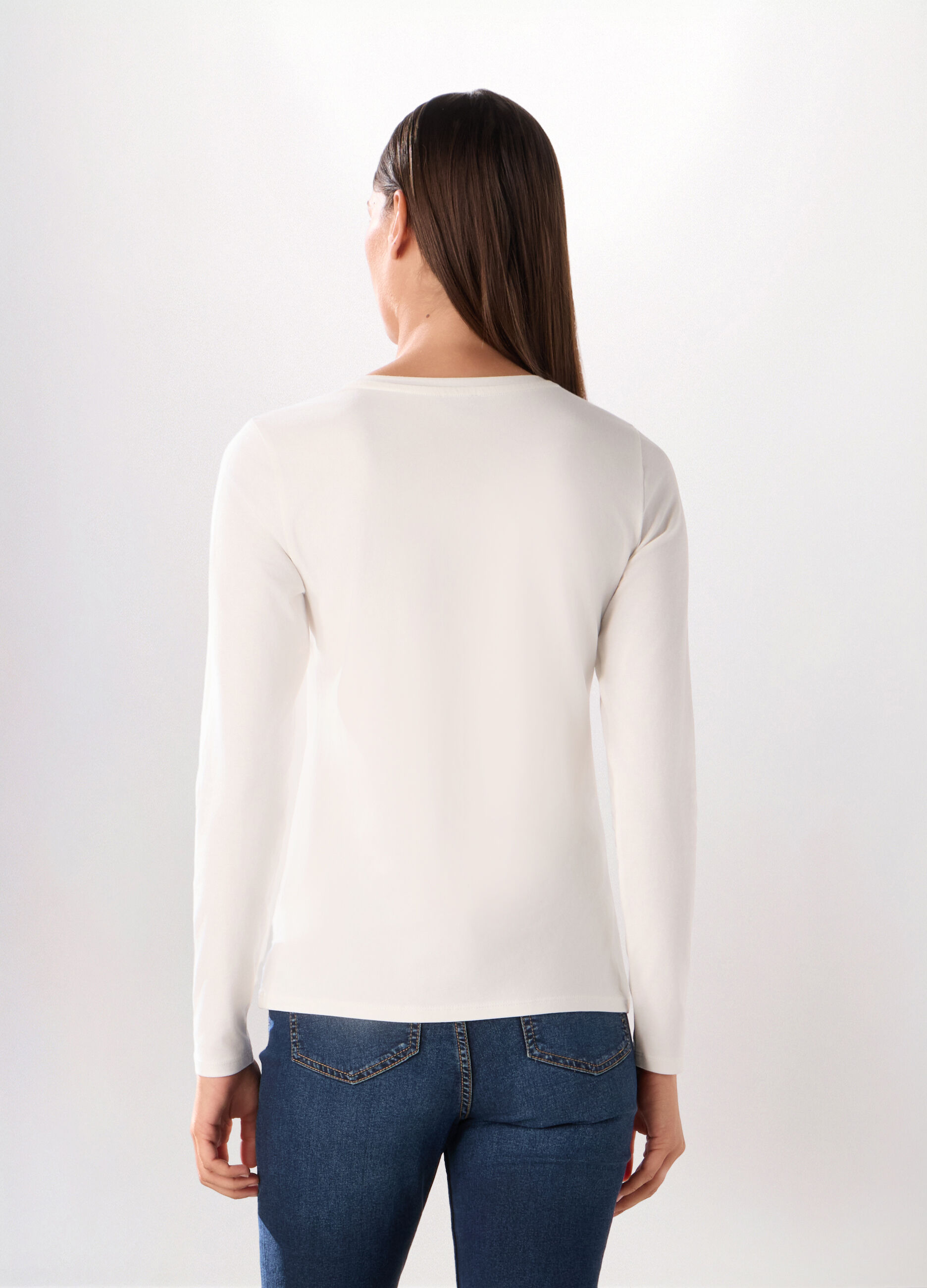 T-shirt in jersey di cotone stretch donna_1