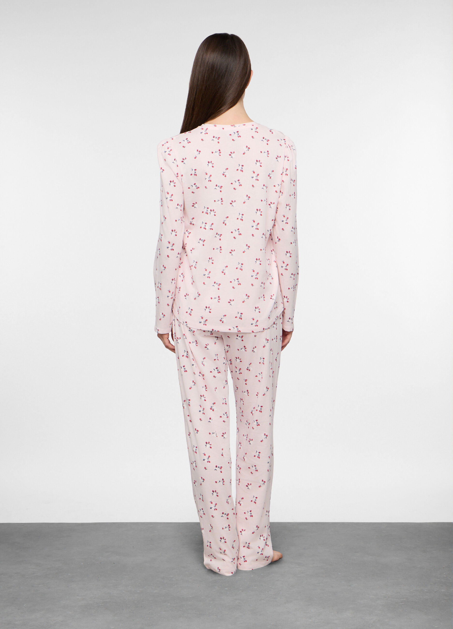 Set pigiama lungo in jersey di puro cotone donna_1