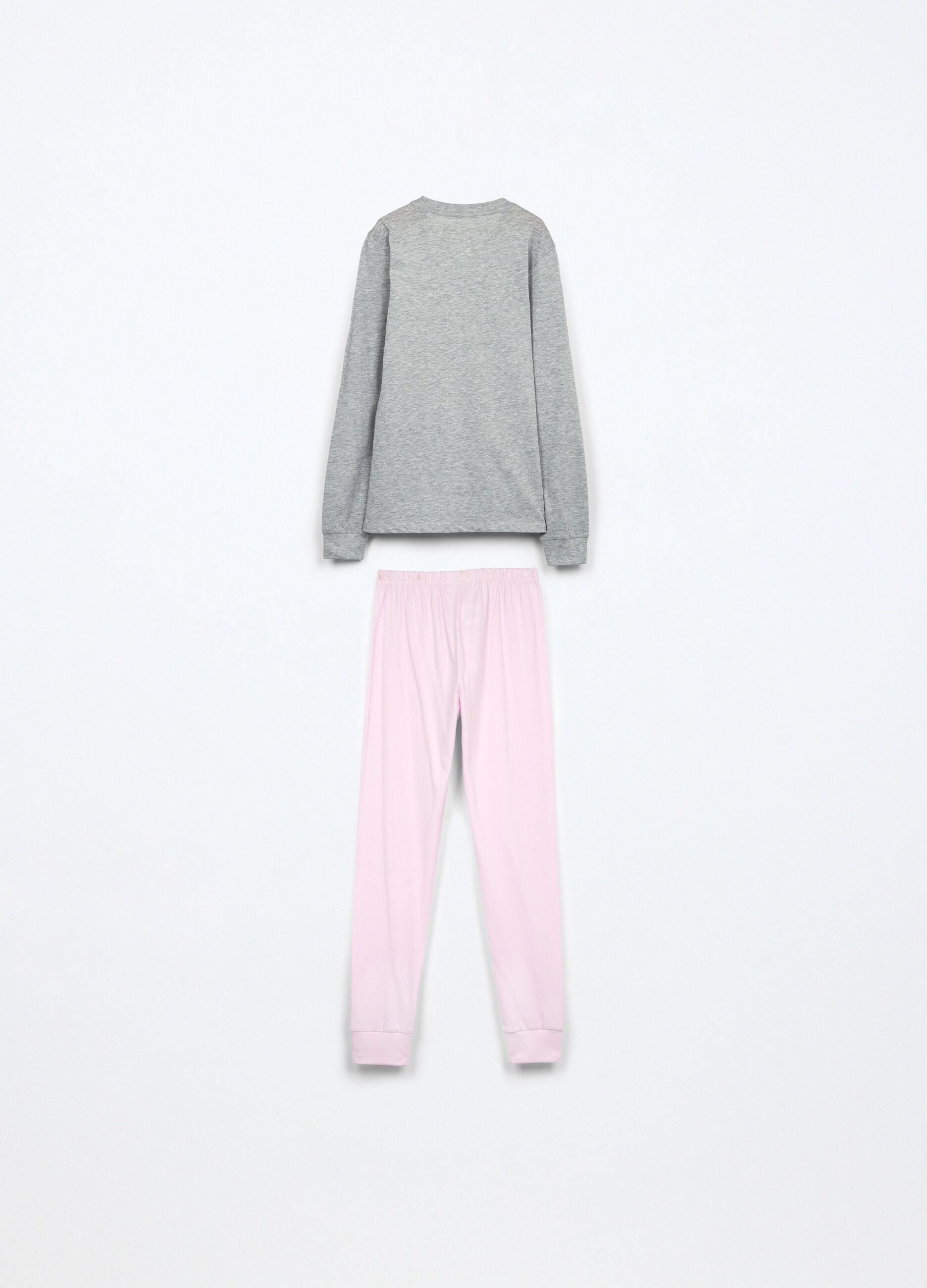Set pigiama lungo in jersey di cotone mélange ragazza_1