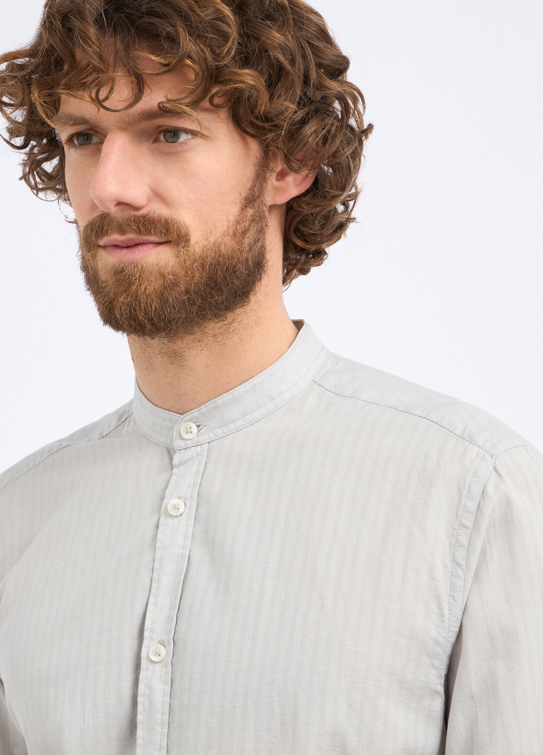 Camicia coreana in misto lino uomo_2