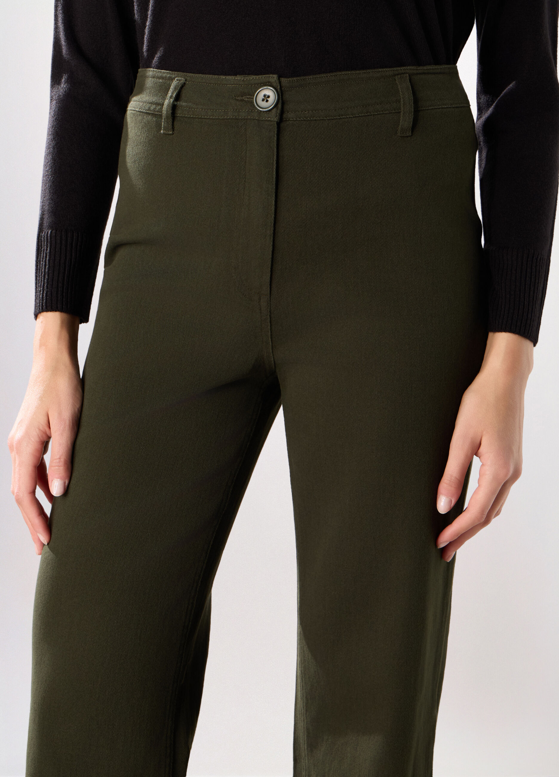 Pantaloni in denim di cotone stretch donna_2