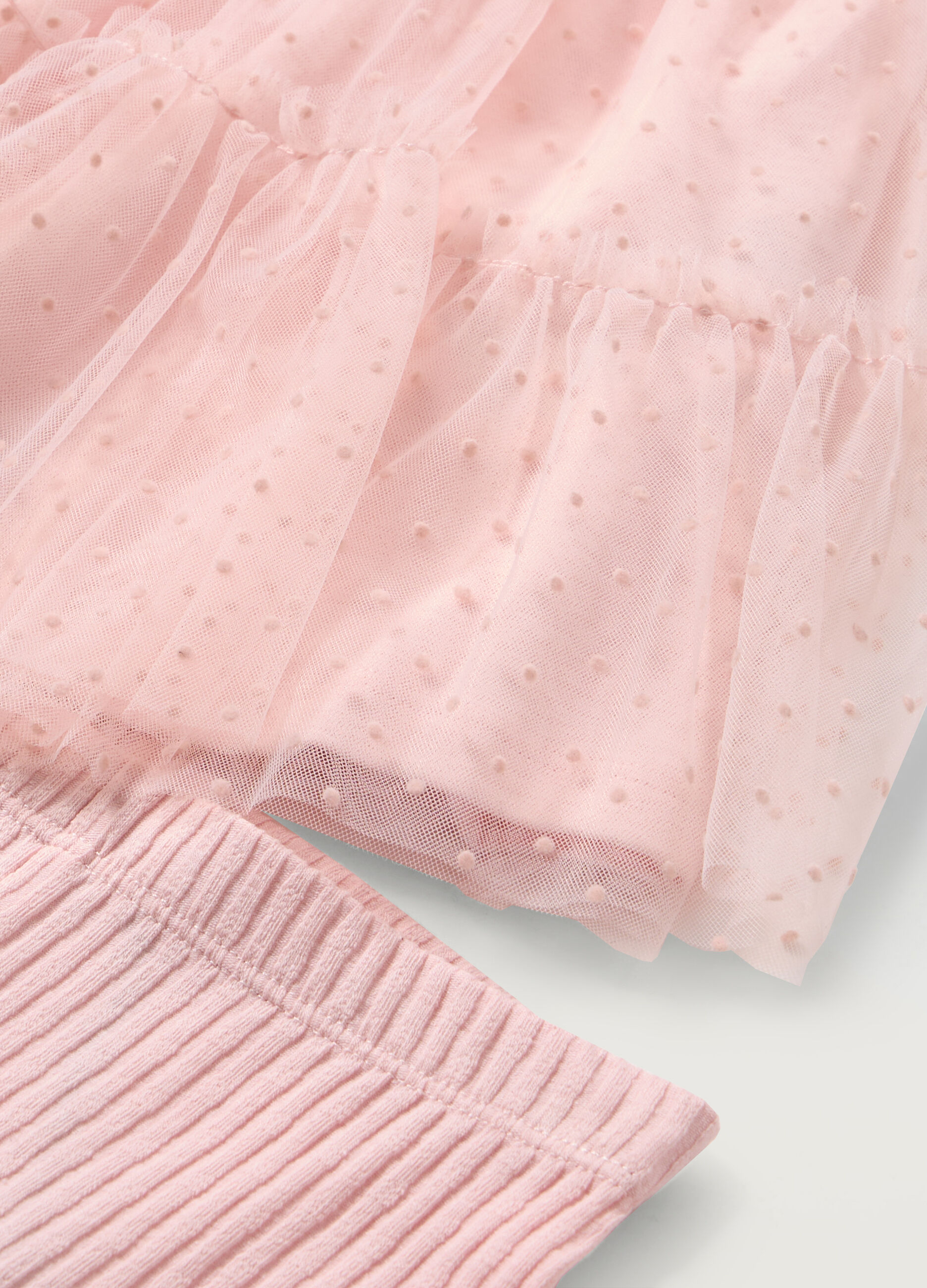 Jogging set in misto cotone stretch con tulle neonata_1