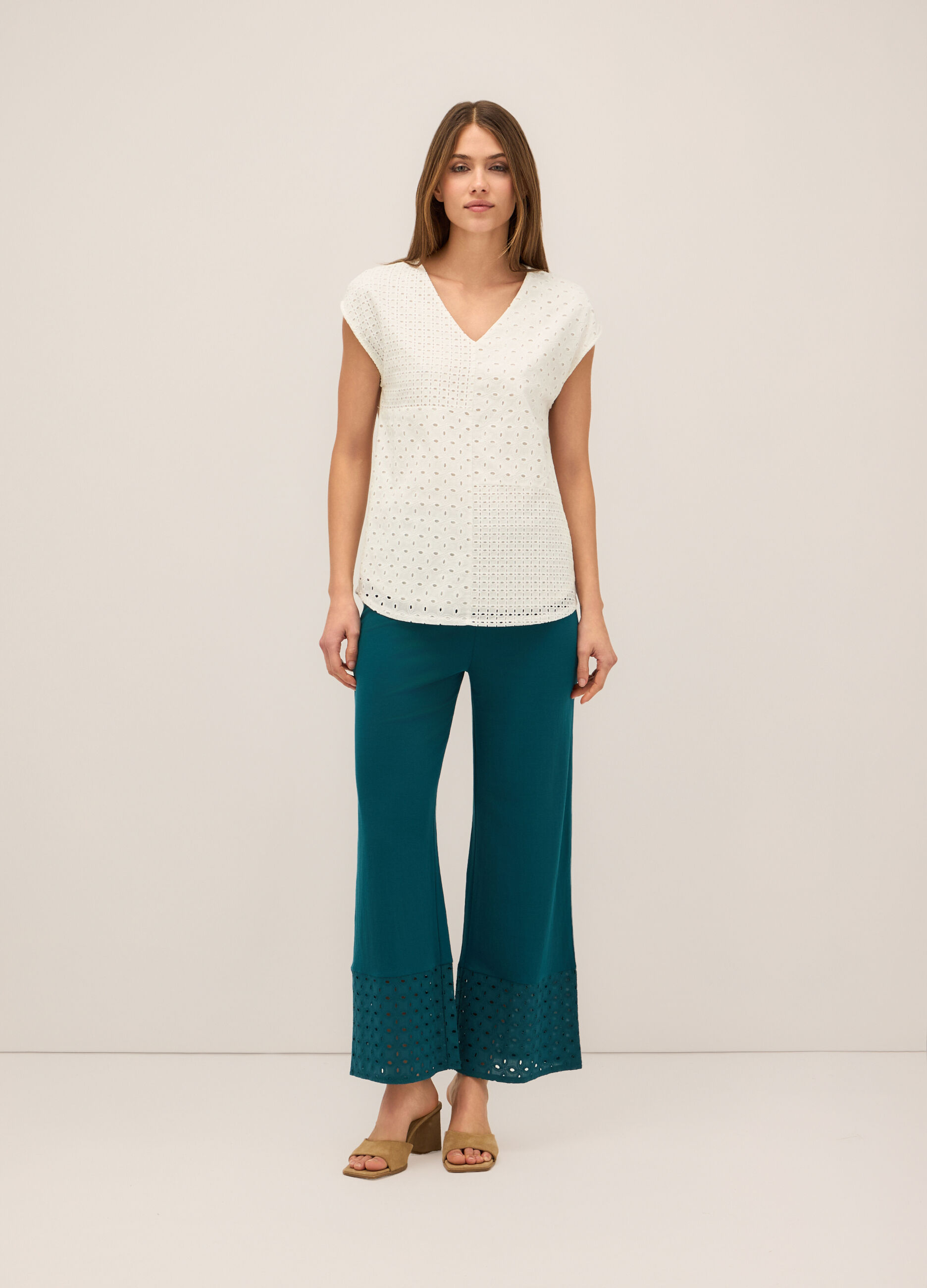 Pantaloni in viscosa Piquet stretch donna_0