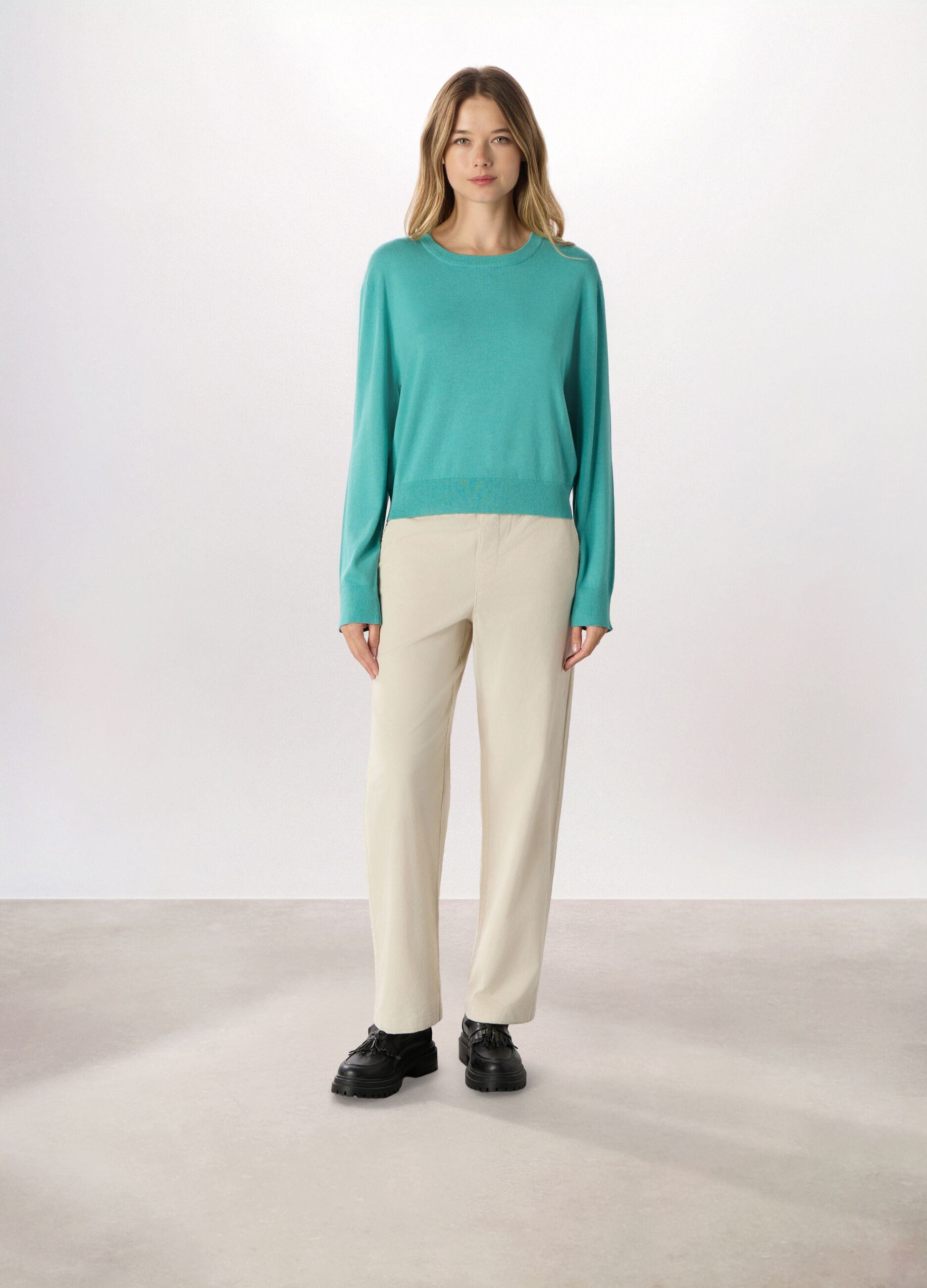 Pantaloni in costina di velluto misto cotone donna_0