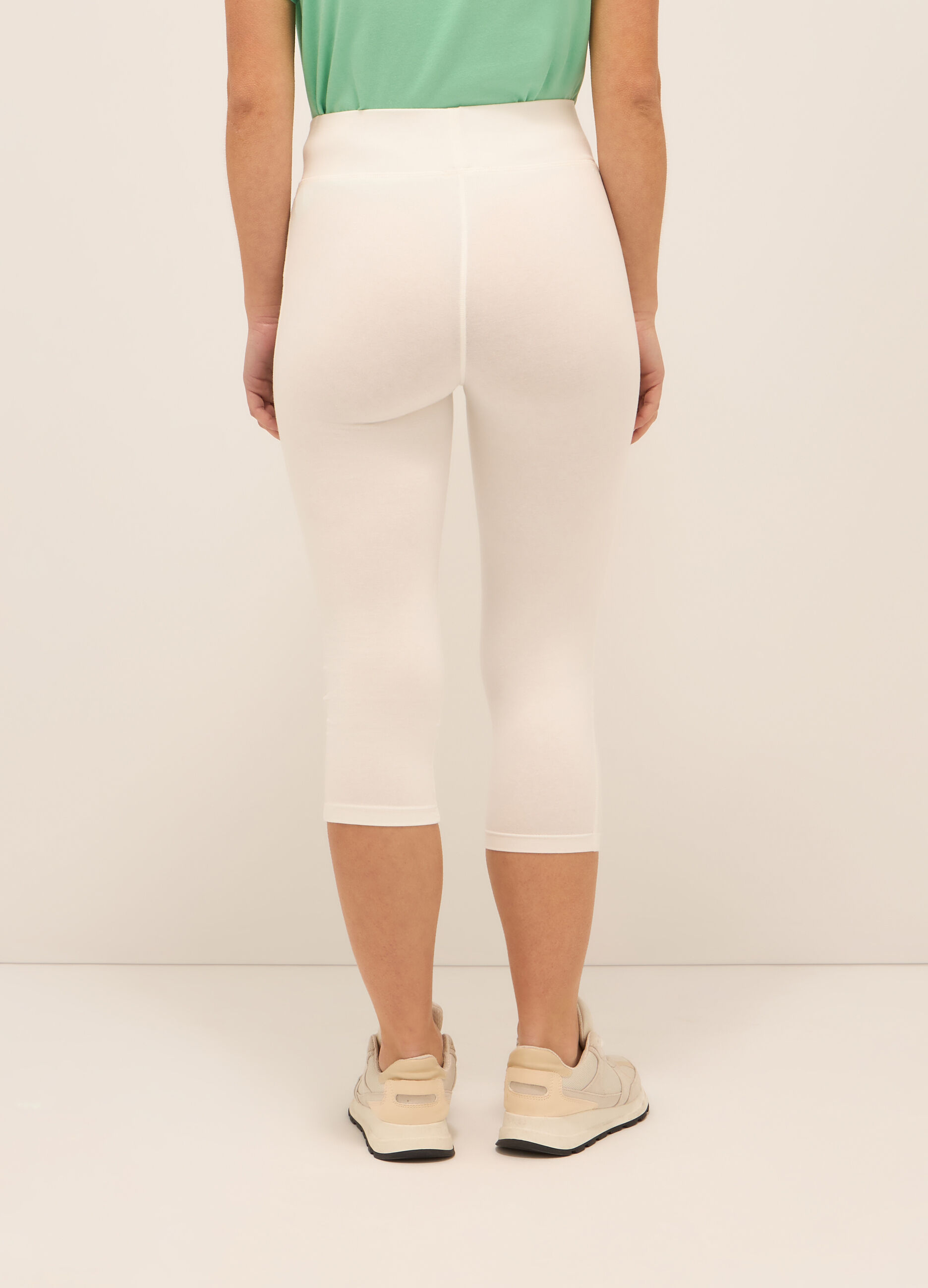 Leggings capri in jersey di cotone stretch donna_1