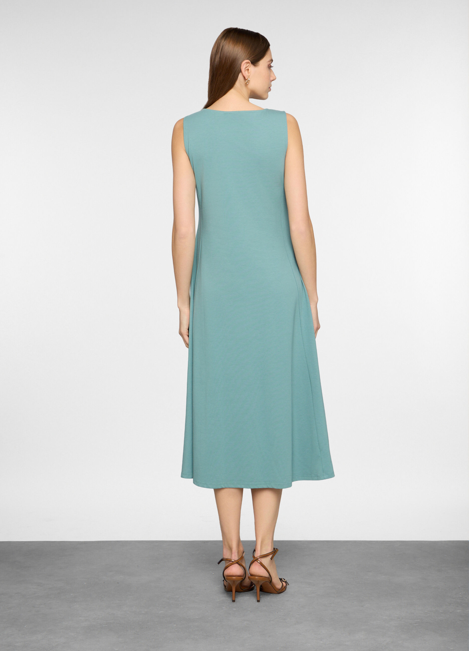 Abito lungo girocollo in jersey stretch donna_1