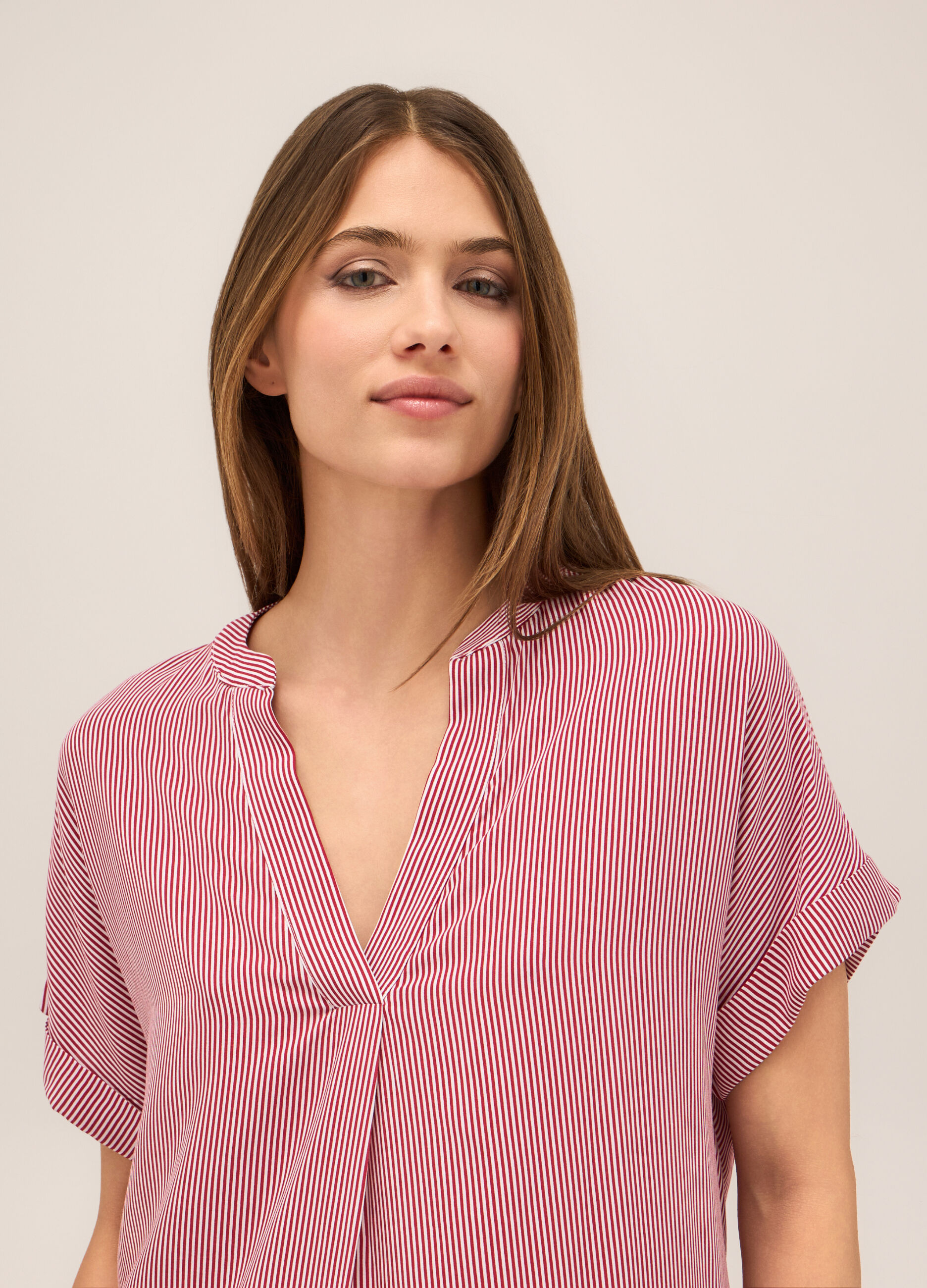 Blusa in pura viscosa a righe donna_2