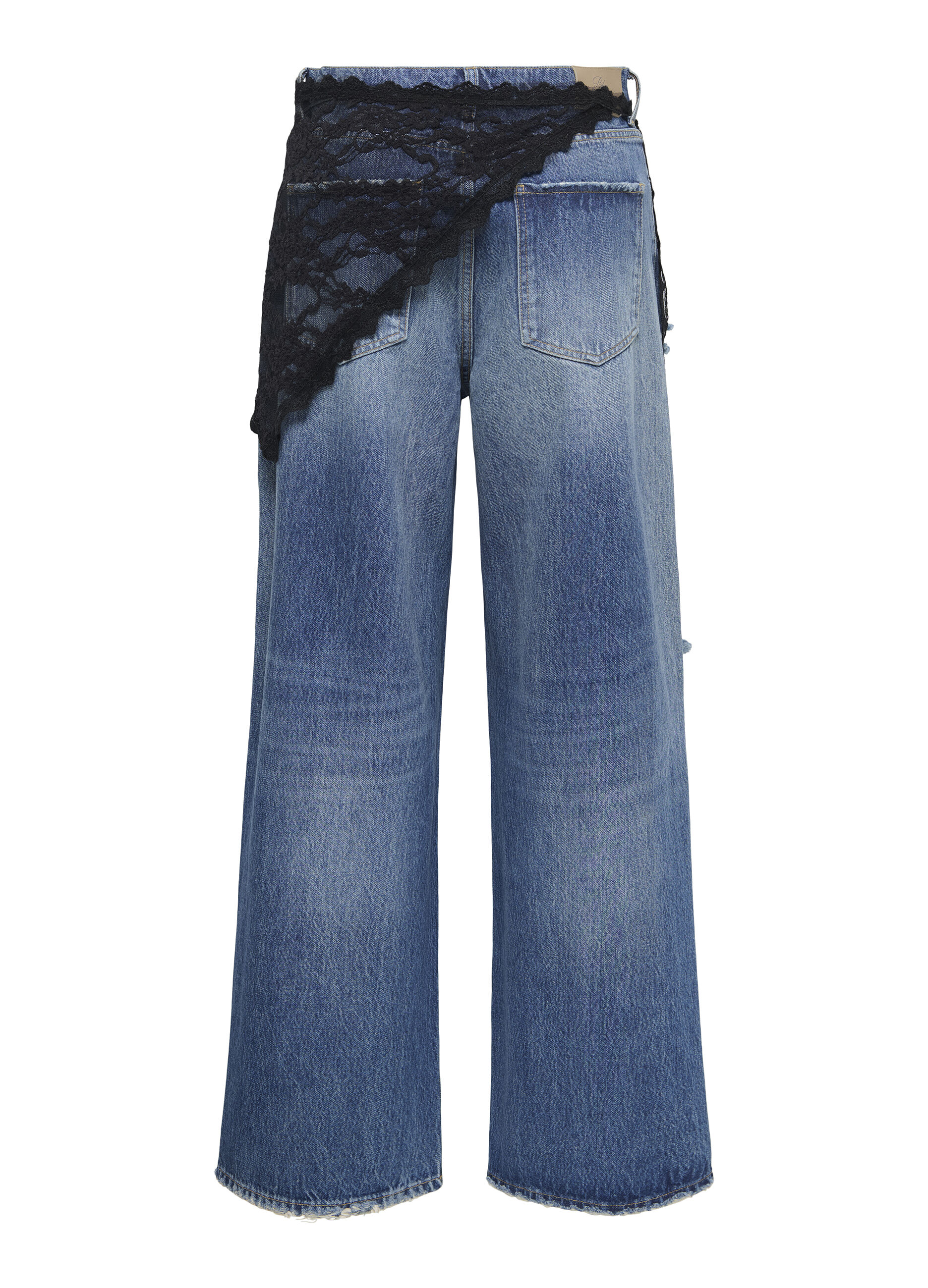 Jeans wide leg fit con dettaglio pizzo_1