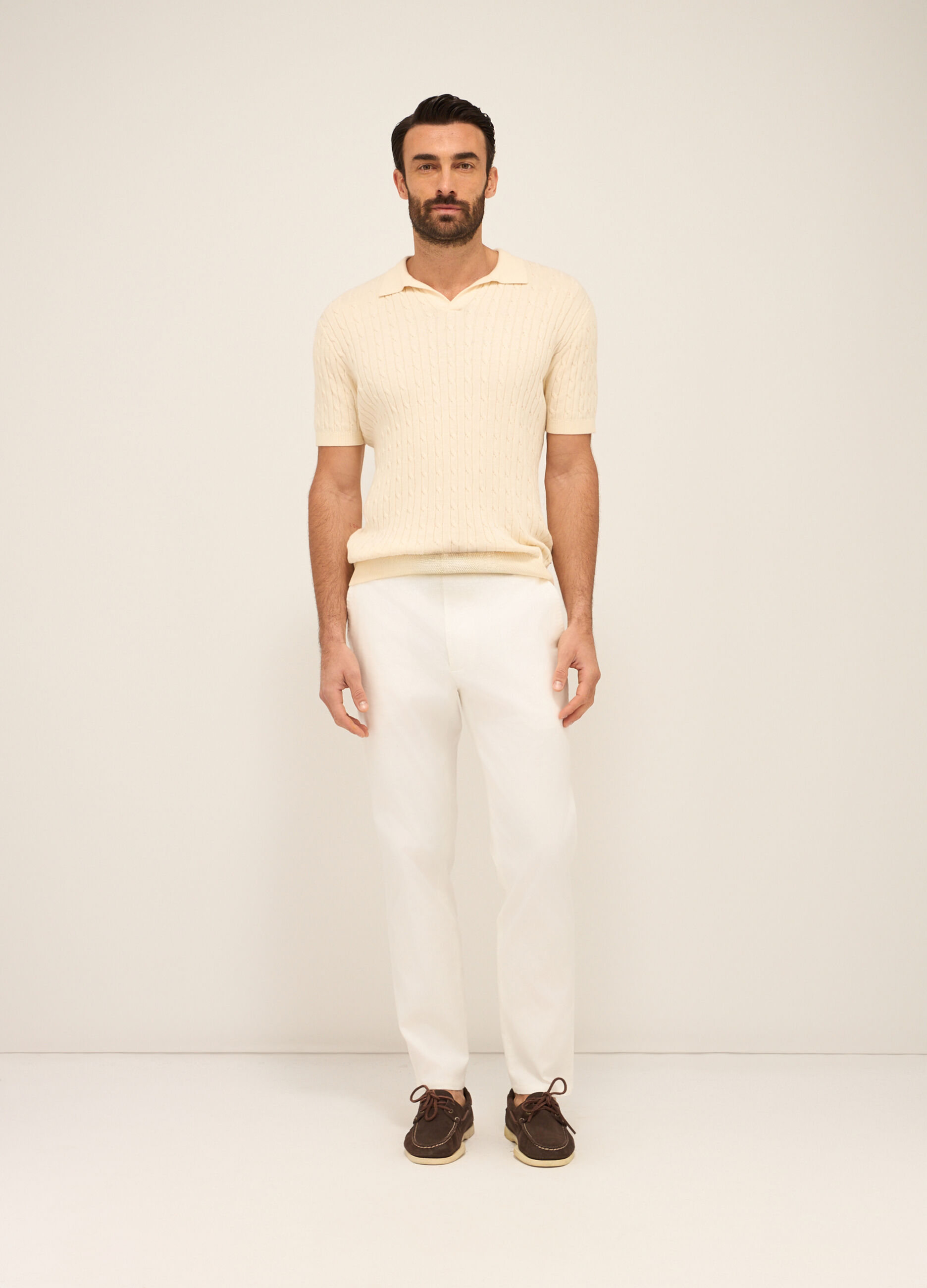 Pantaloni classici regular fit in cotone stretch uomo_0