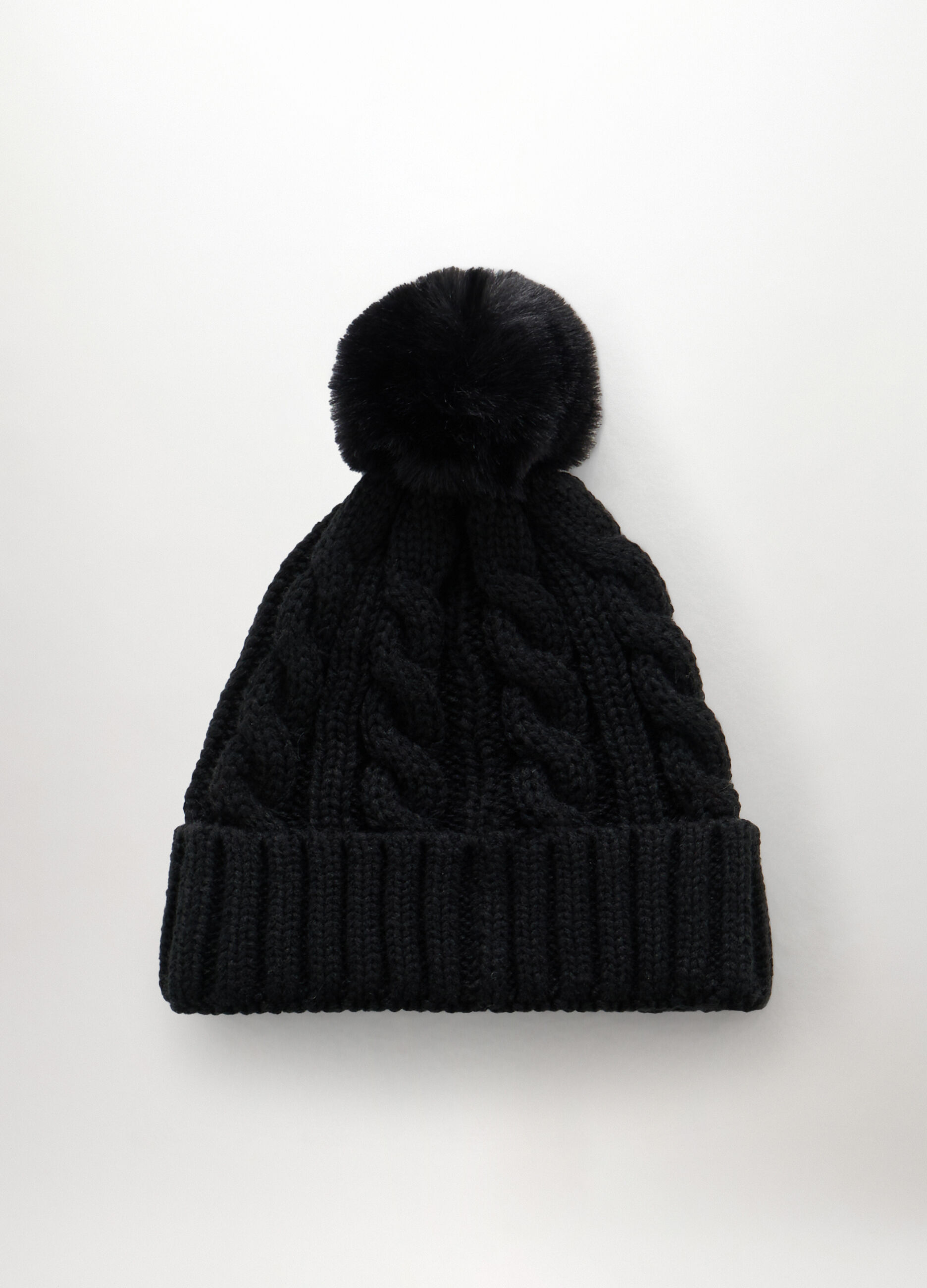 Berretto tricot con pon pom donna_1