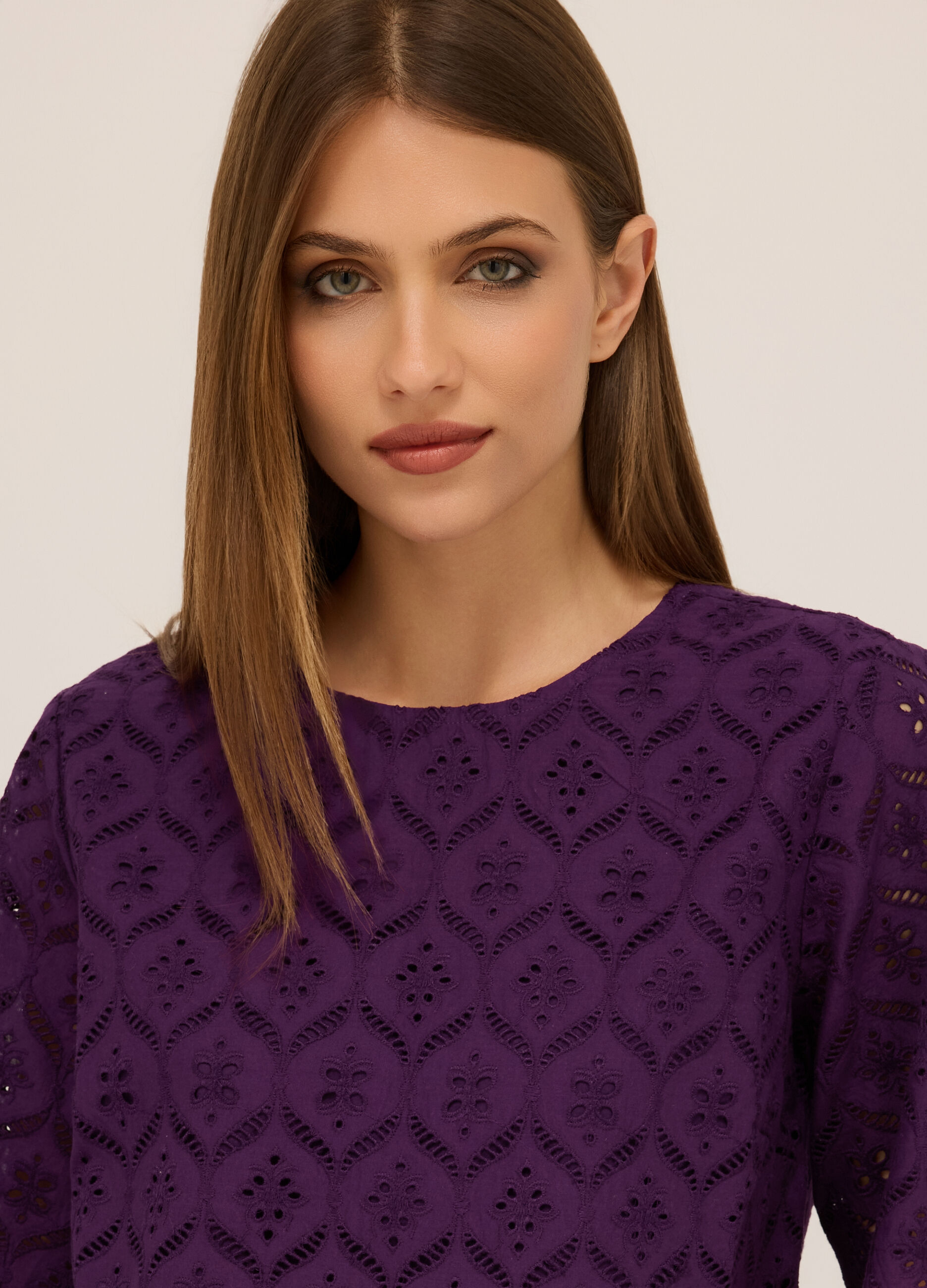 Blusa in puro cotone con ricami donna_2