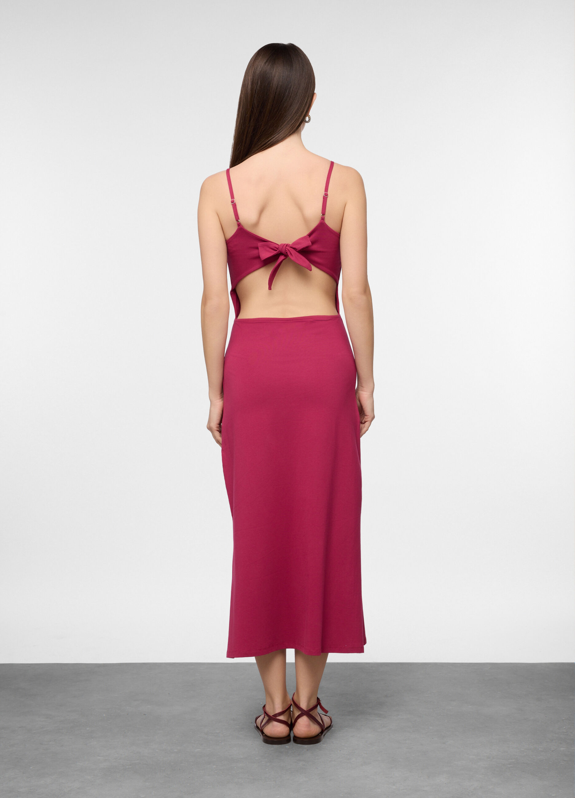 Vestito lungo fitted in jersey di cotone stretch donna_1