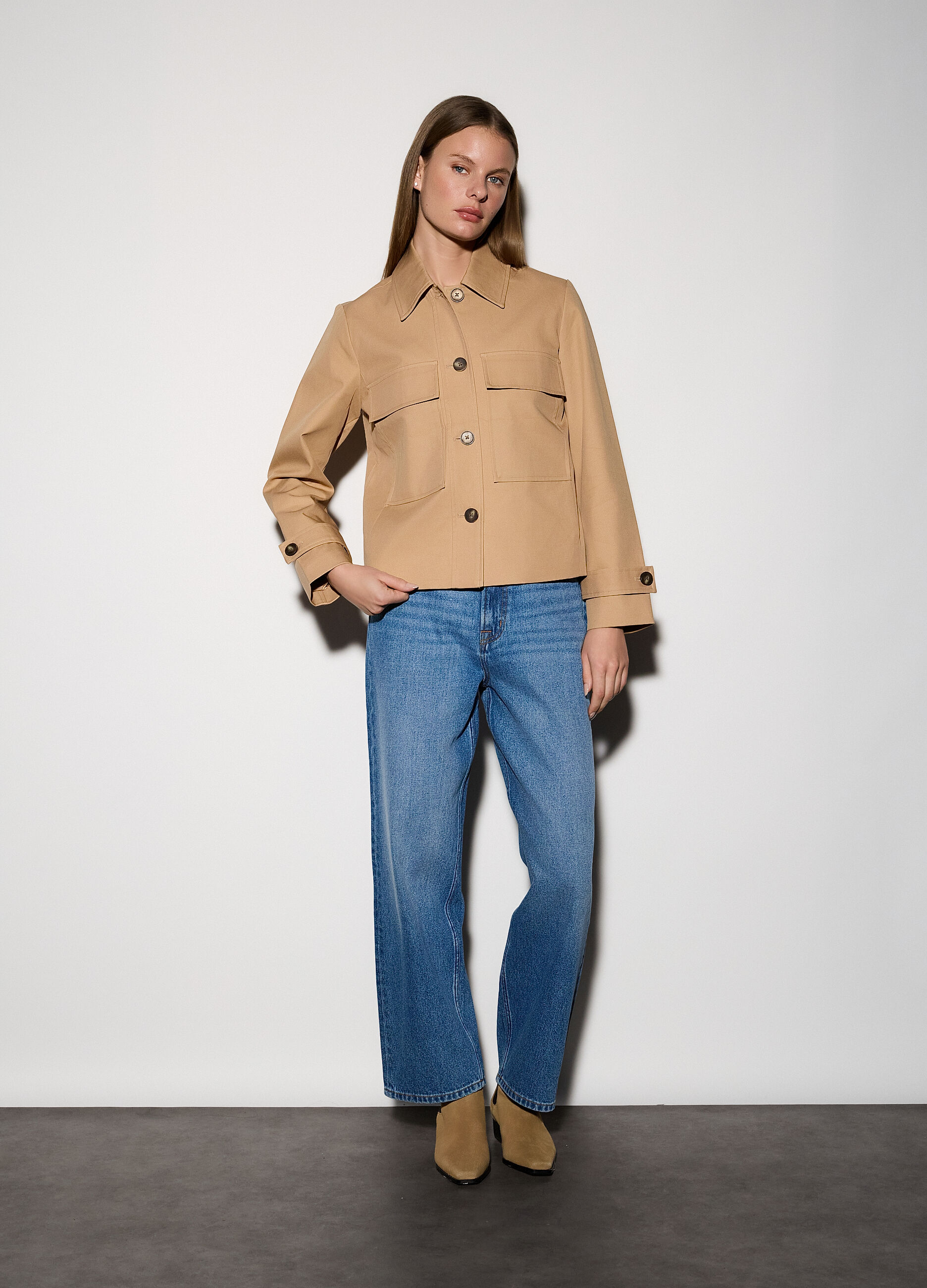 Trench corto in puro cotone donna_0