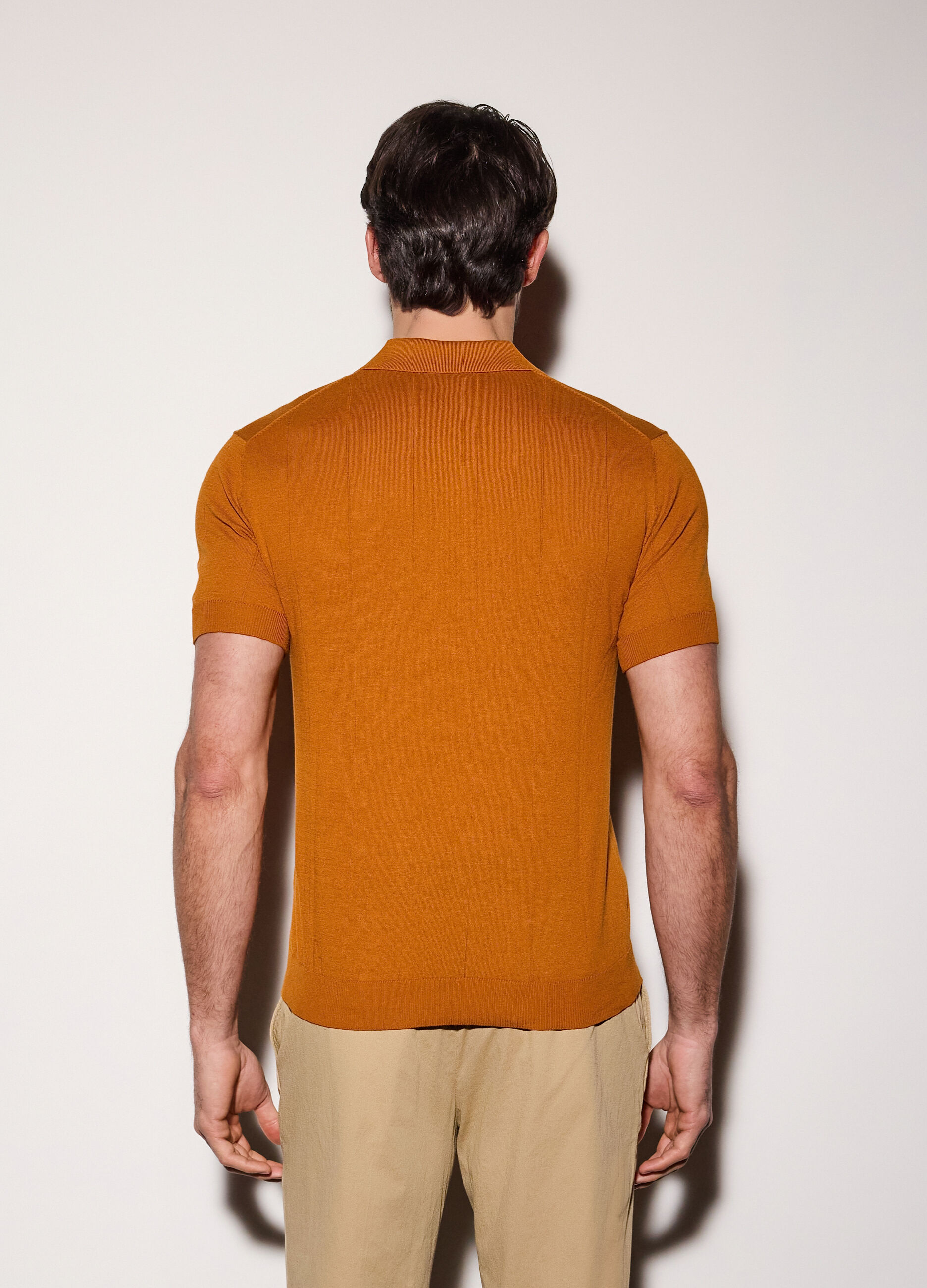 Polo a maniche corte a coste piatte uomo_1