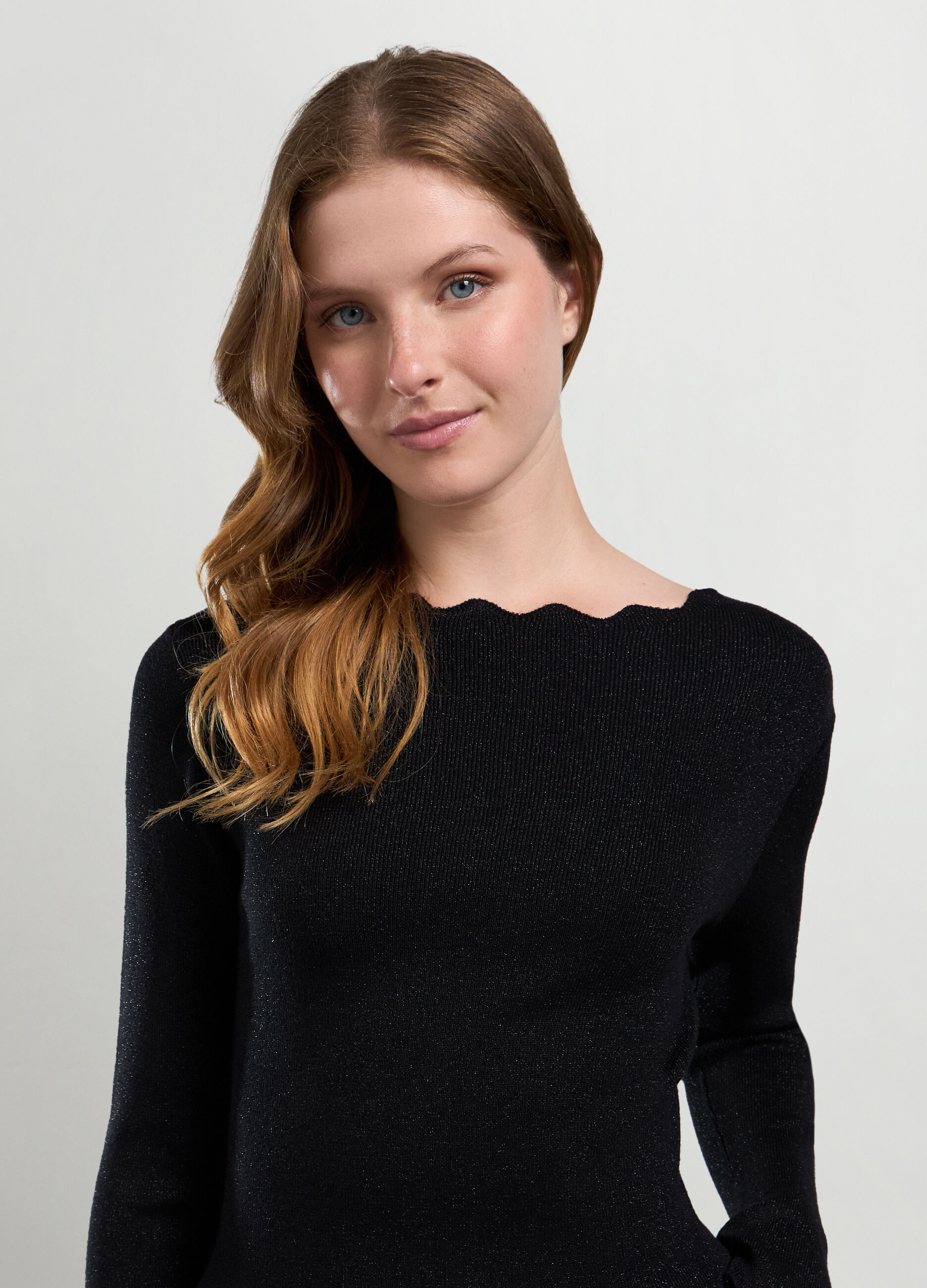 Tricot misto viscosa con filo lurex donna_2