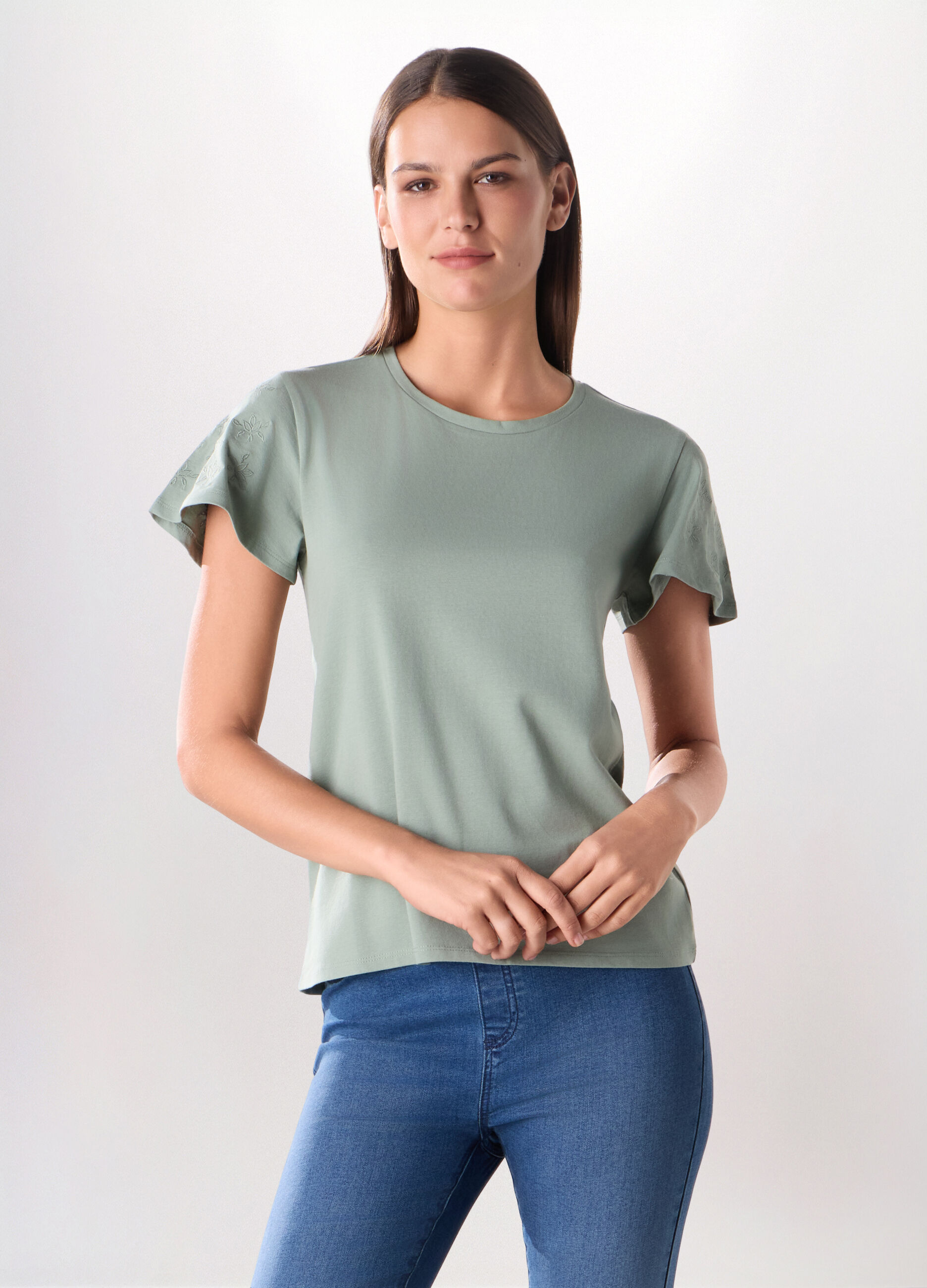 T-shirt in jersey di cotone stretch donna_0