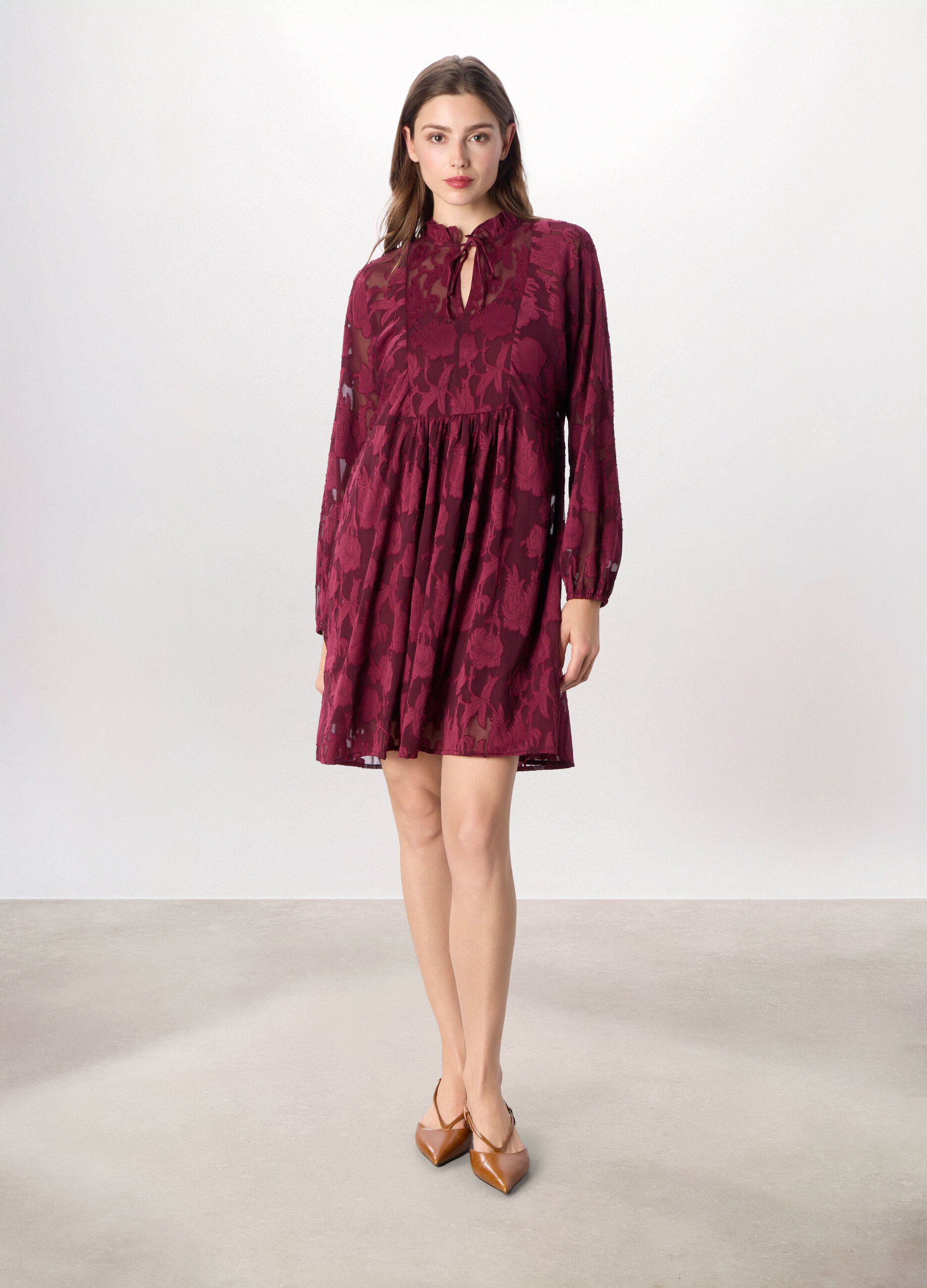 Abito corto jacquard donna_0