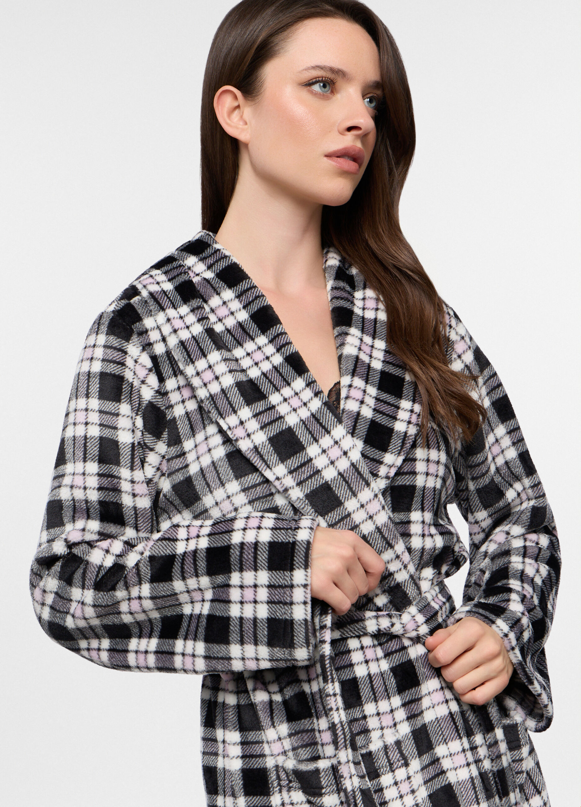 Vestaglia in coral fleece con stampa donna_2