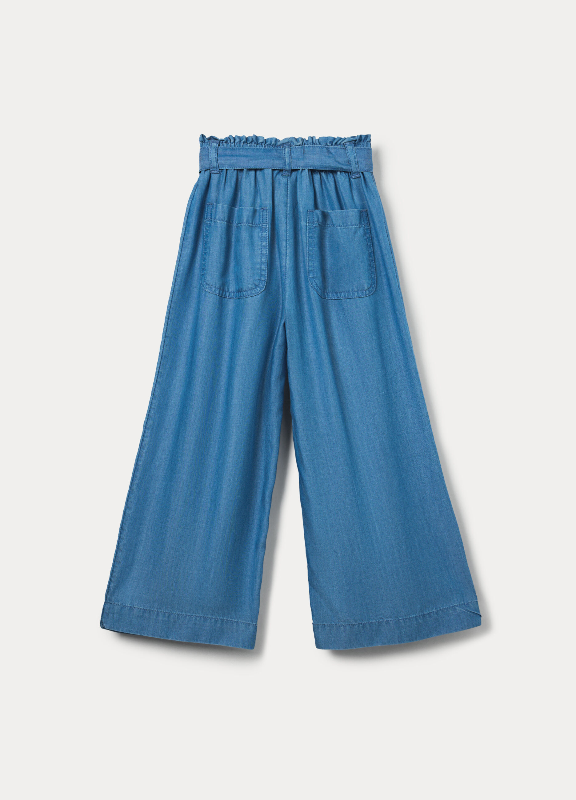 Pantaloni straight fit in pura lyocell bambina_1
