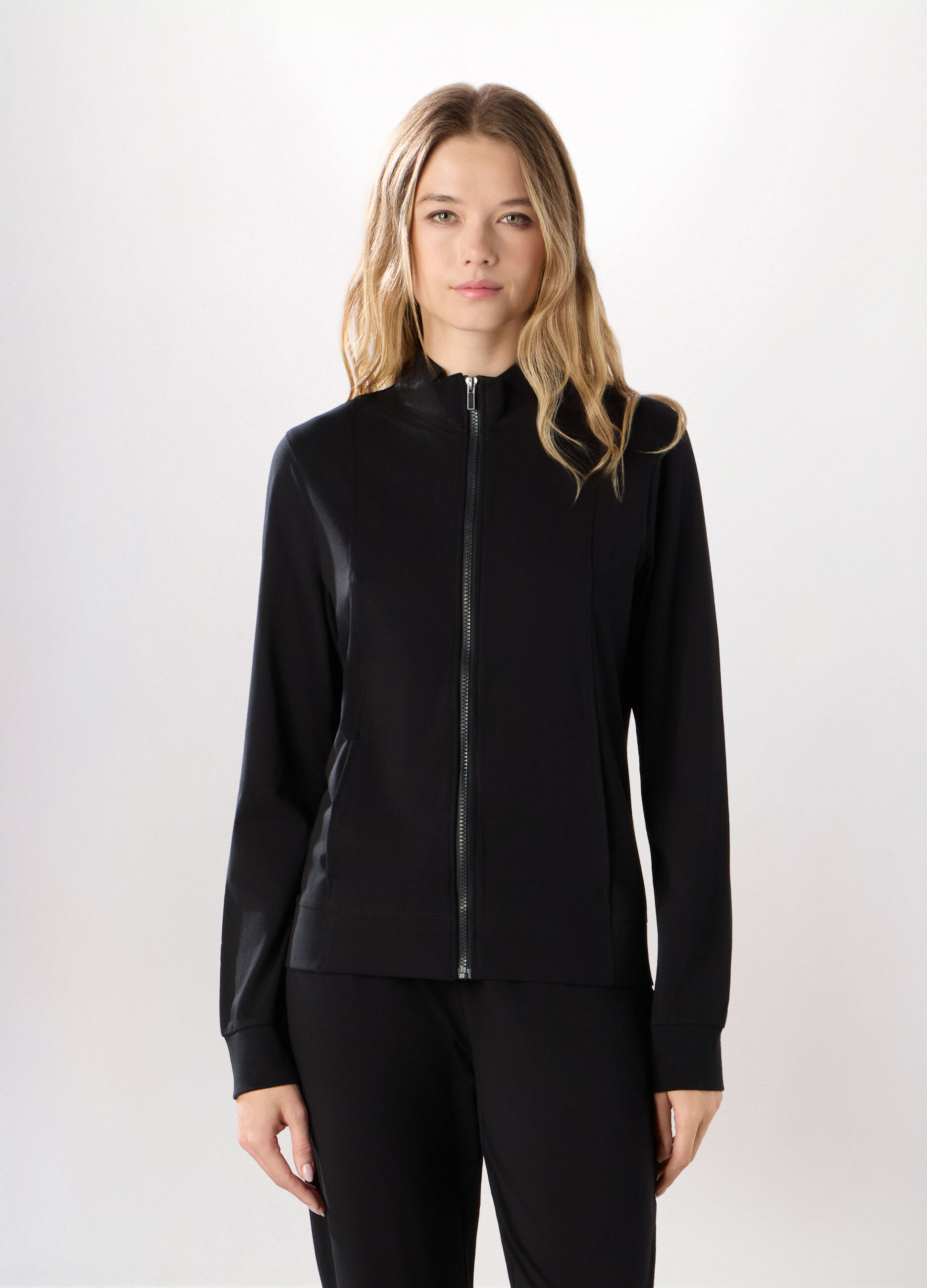 Felpa in jersey di cotone stretch donna_0