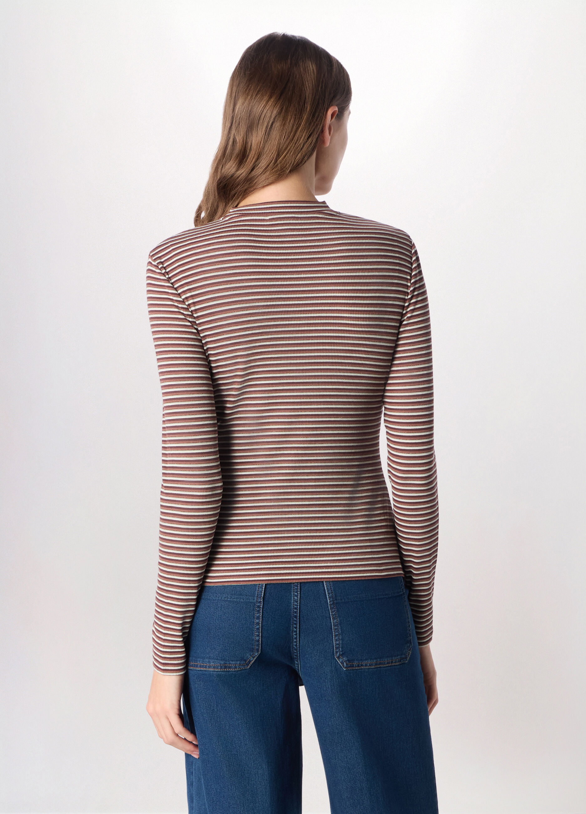 T-shirt in costina di misto viscosa donna_1