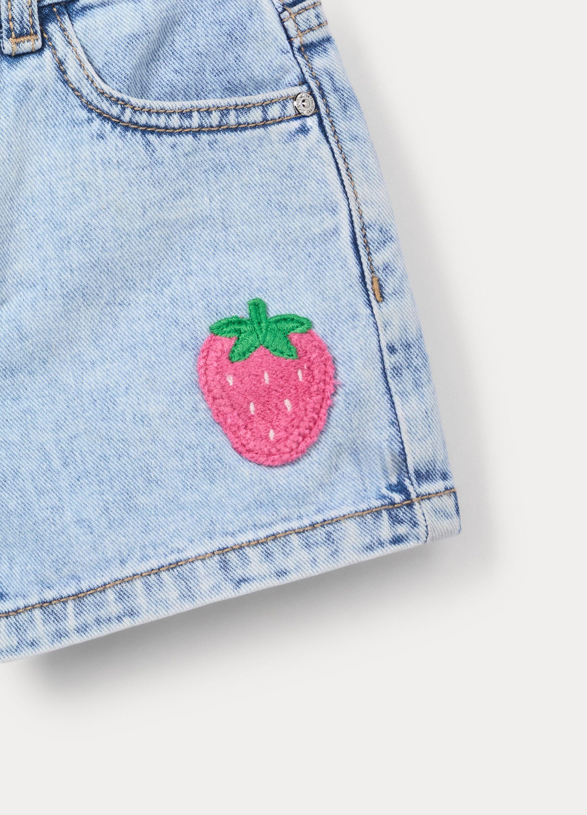 Shorts in denim di puro cotone bambina_2