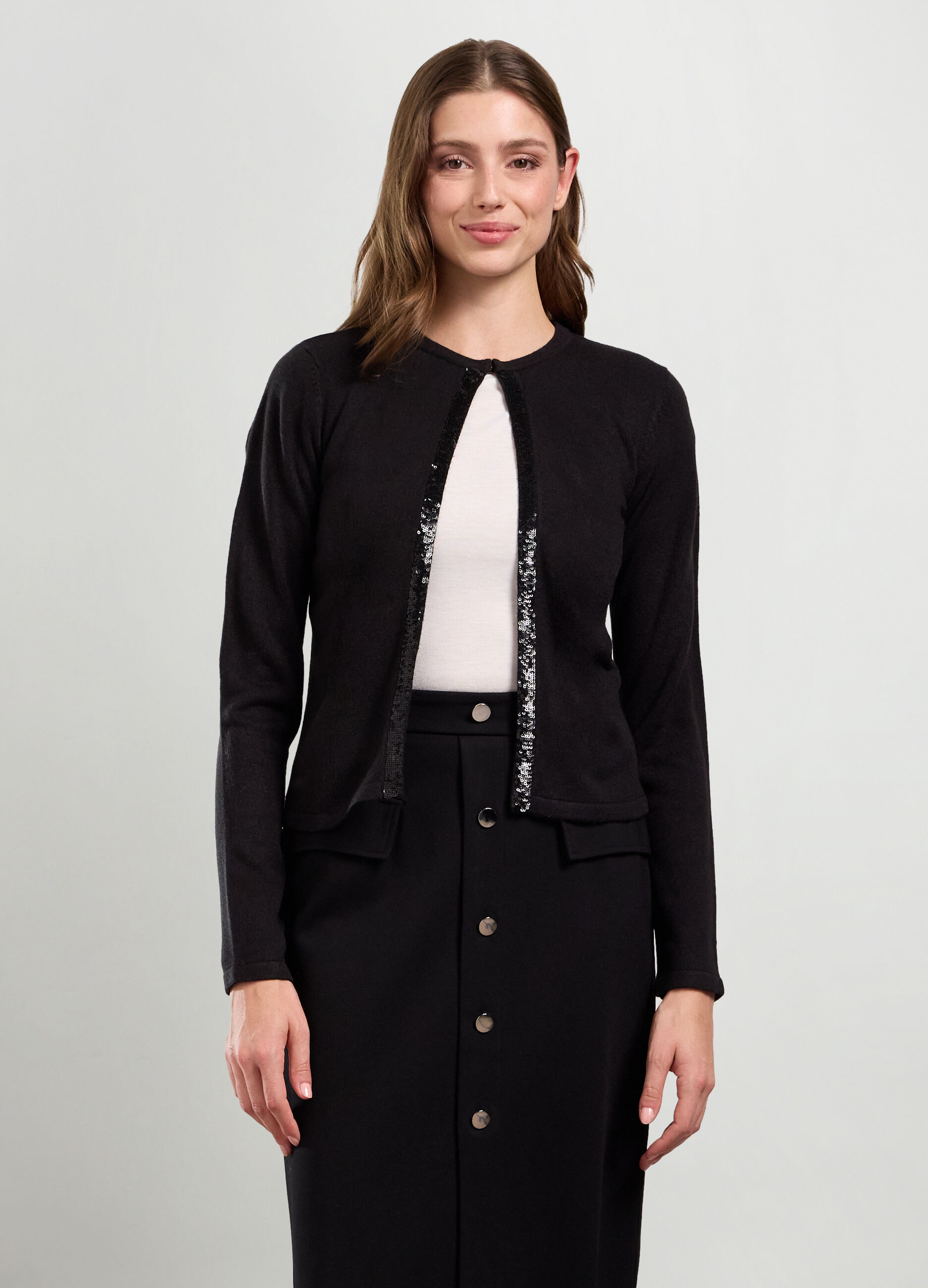 Cardigan tricot con paillettes donna_0