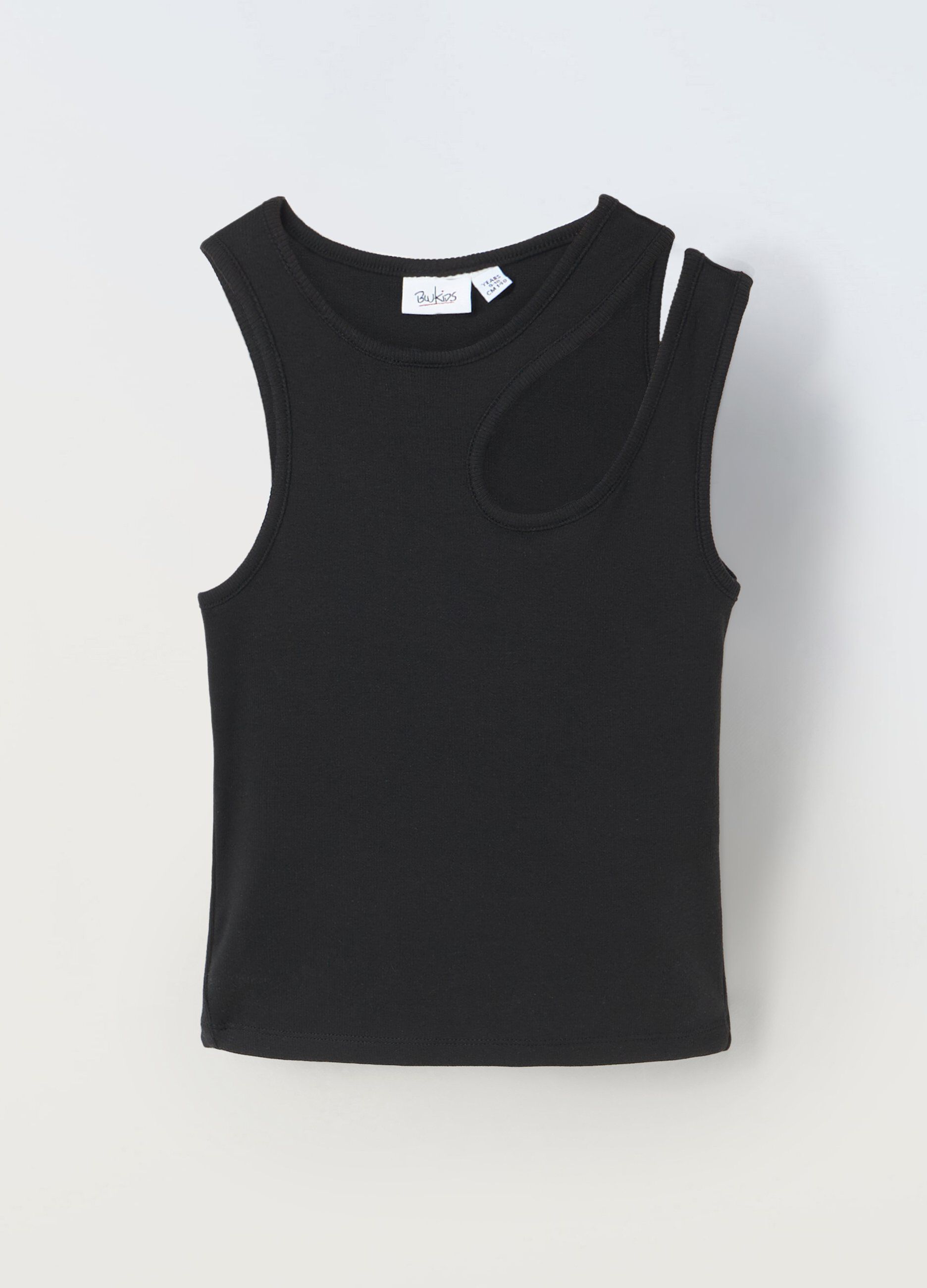 Canotta in misto cotone stretch con cut out ragazza_0