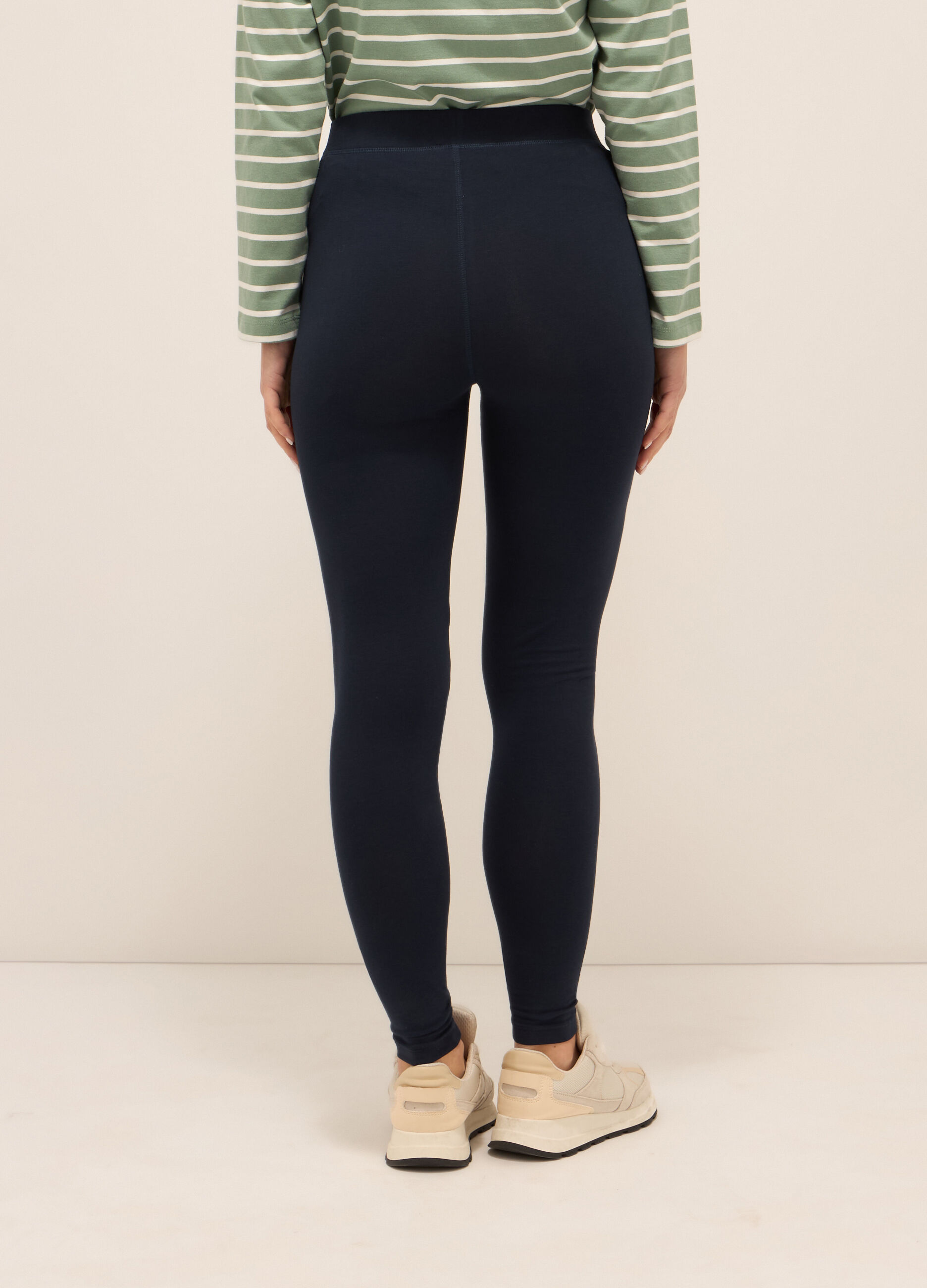 Leggings fitness in jersey di cotone stretch donna_1