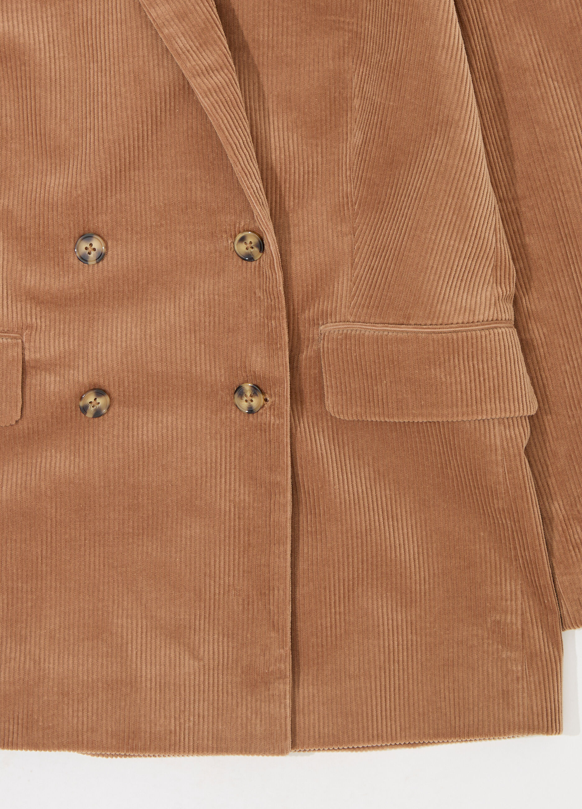 Blazer doppiopetto in velluto corduroy di puro cotone donna_6