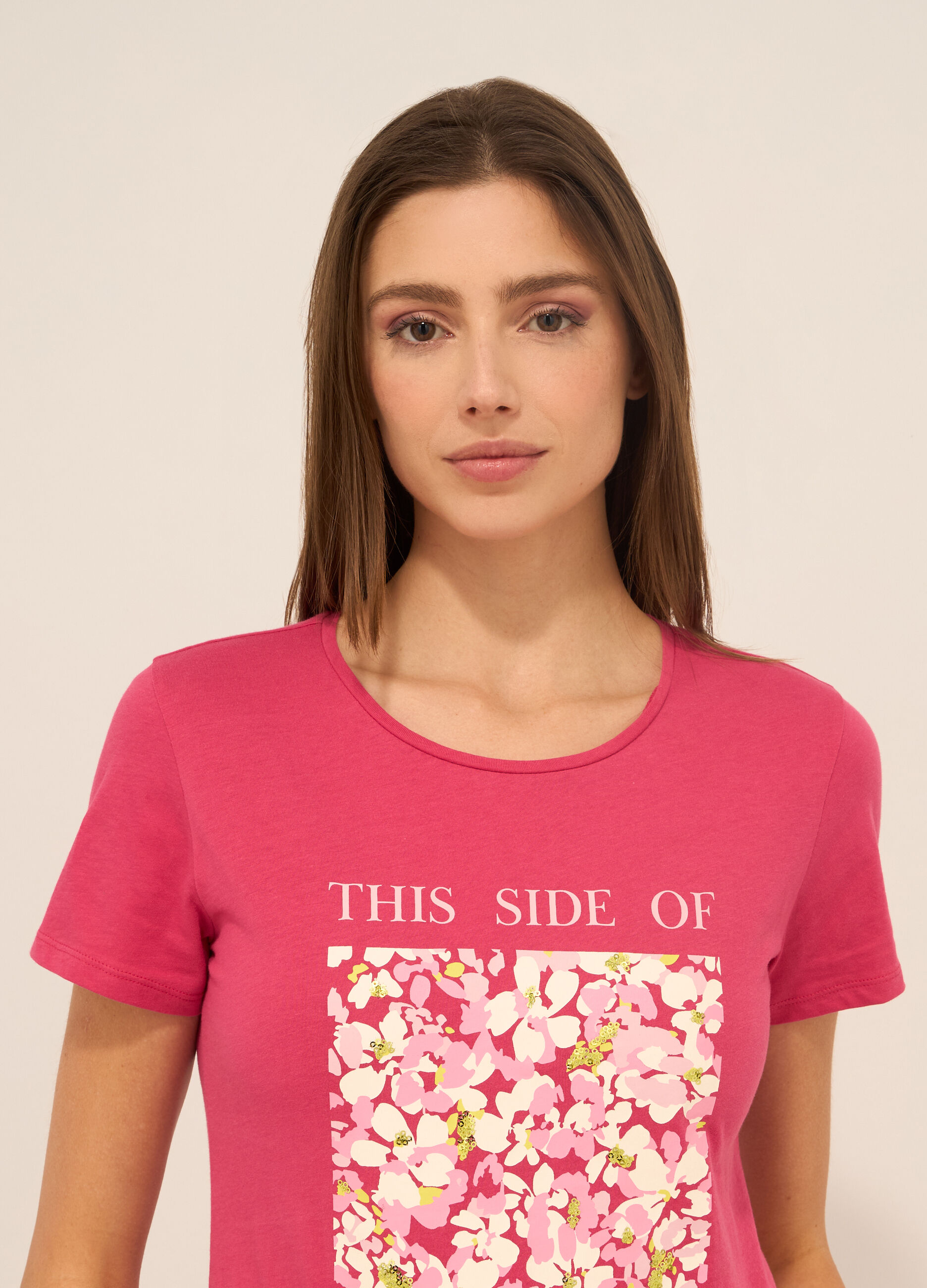 T-shirt in jersey di puro cotone donna