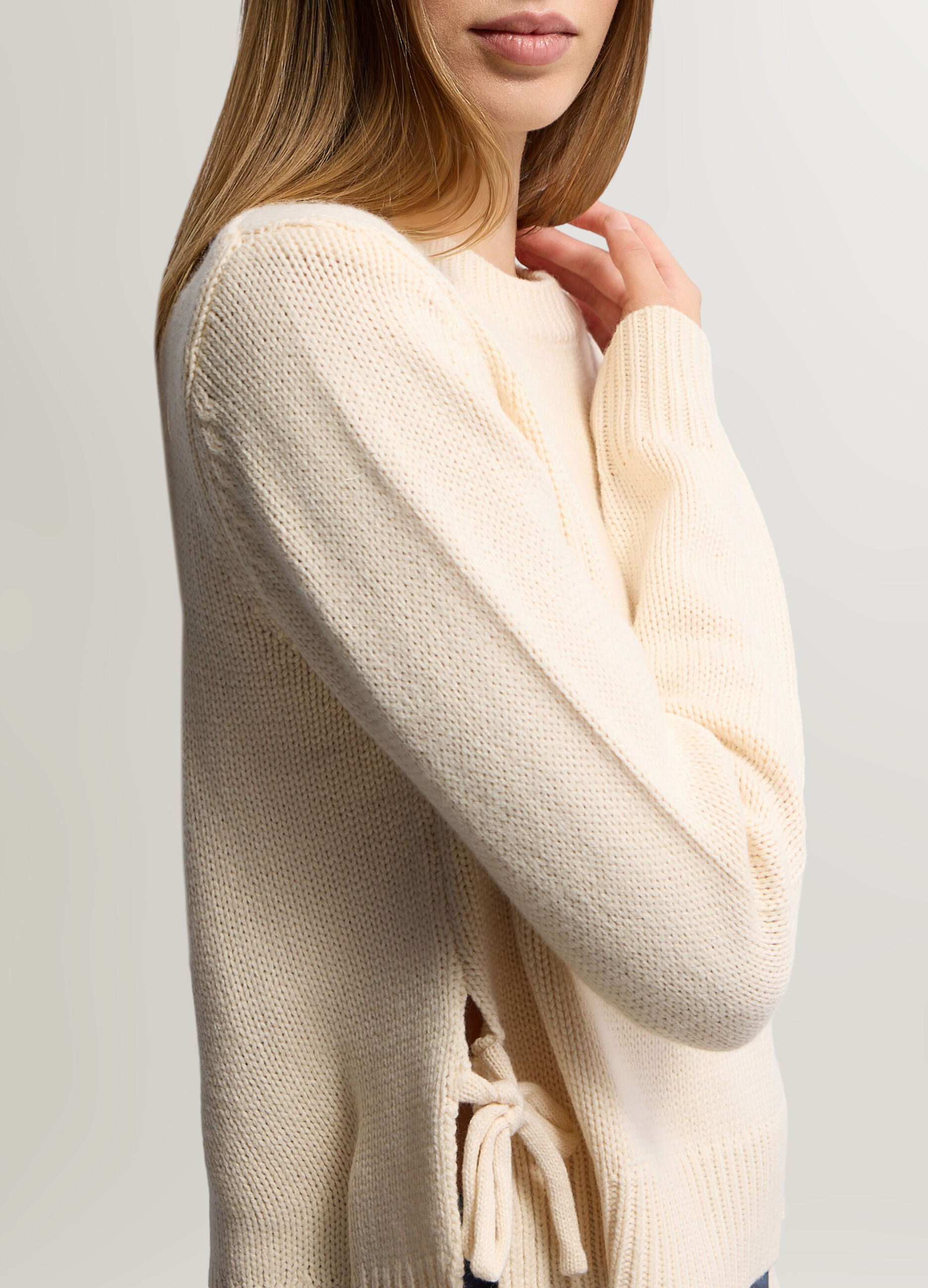 Pullover girocollo rasato misto lana donna_2