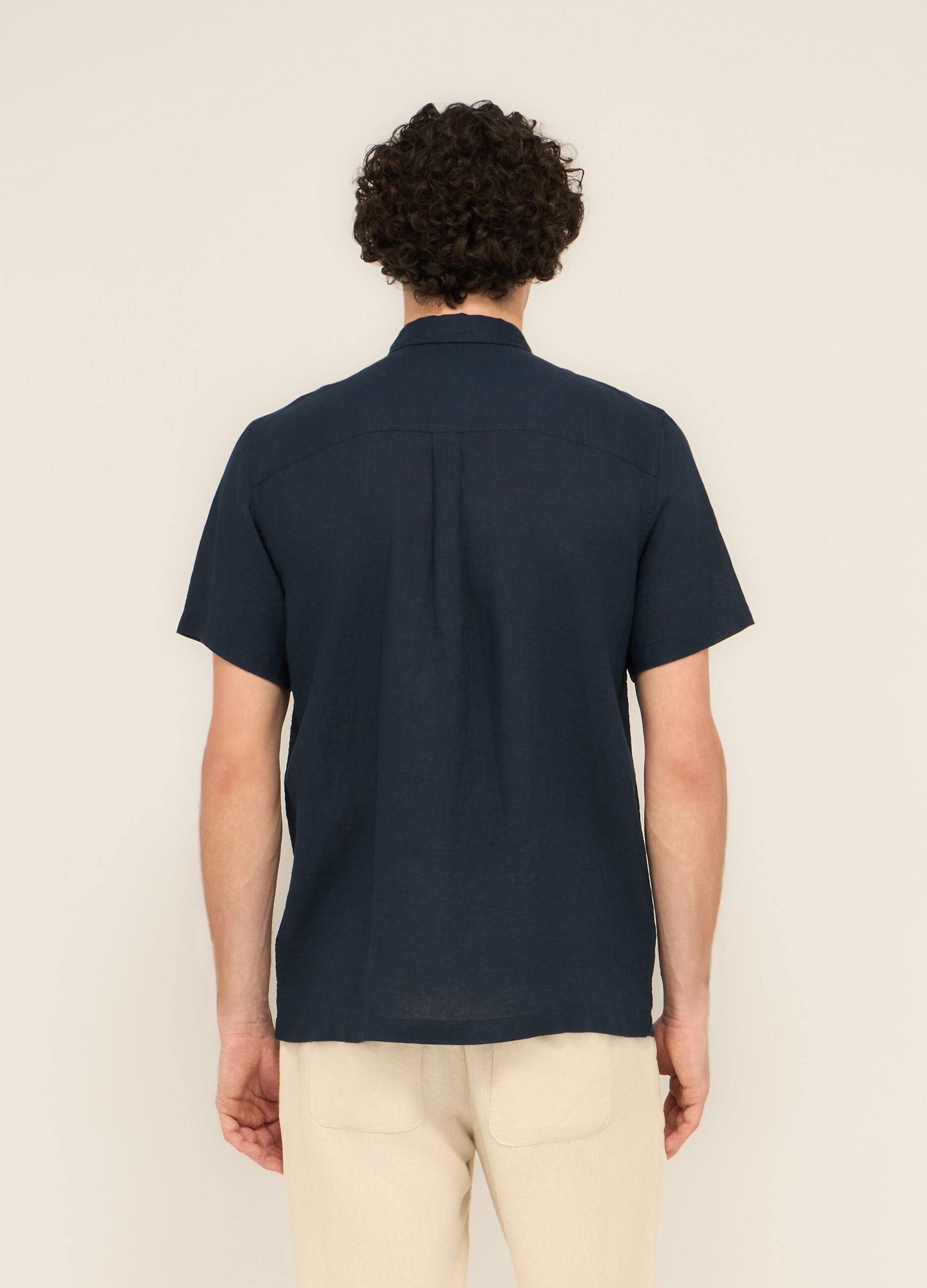 Camicia bowling in puro lino uomo_1