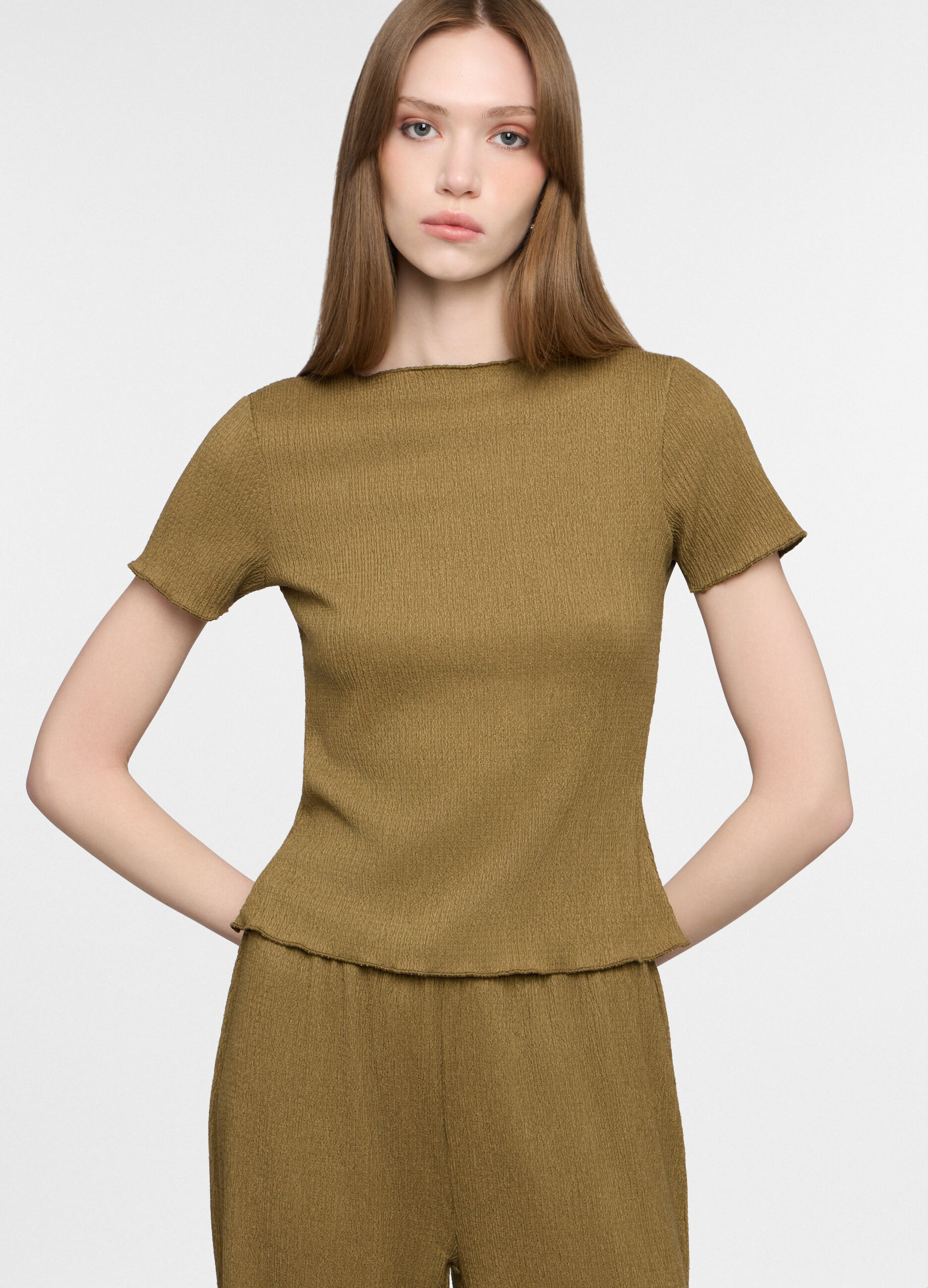 T-shirt girocollo crepe donna_0