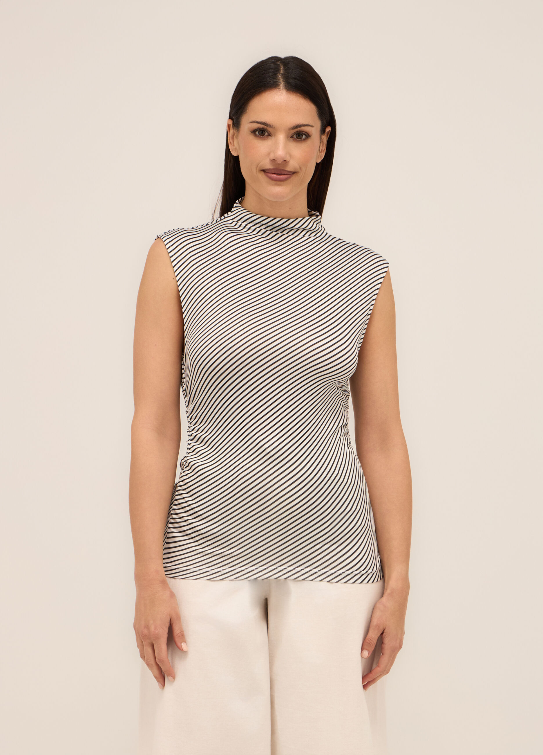 Canotta a righe in jersey stretch donna_0