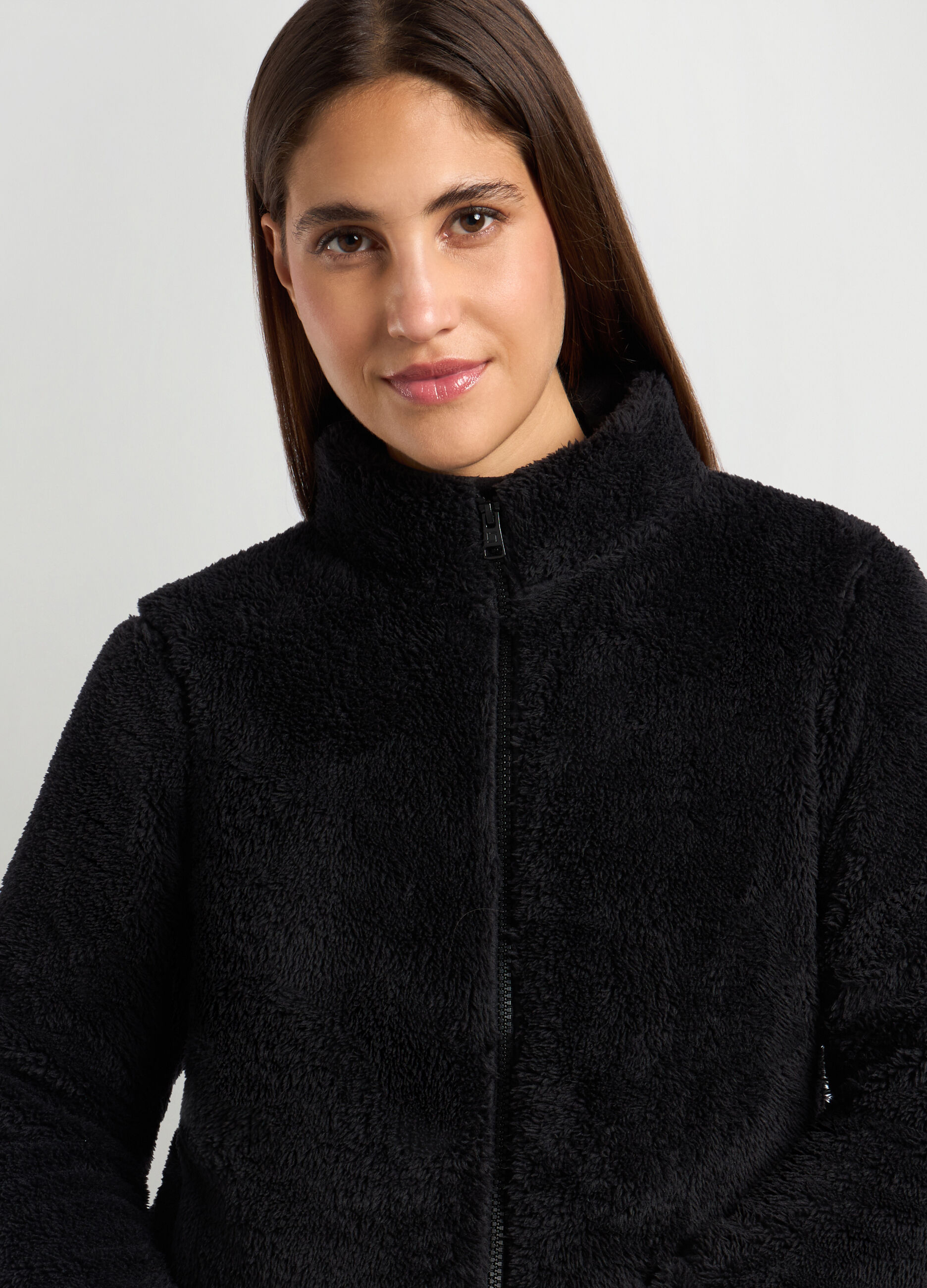 Felpa in sherpa con apertura full zip donna_2
