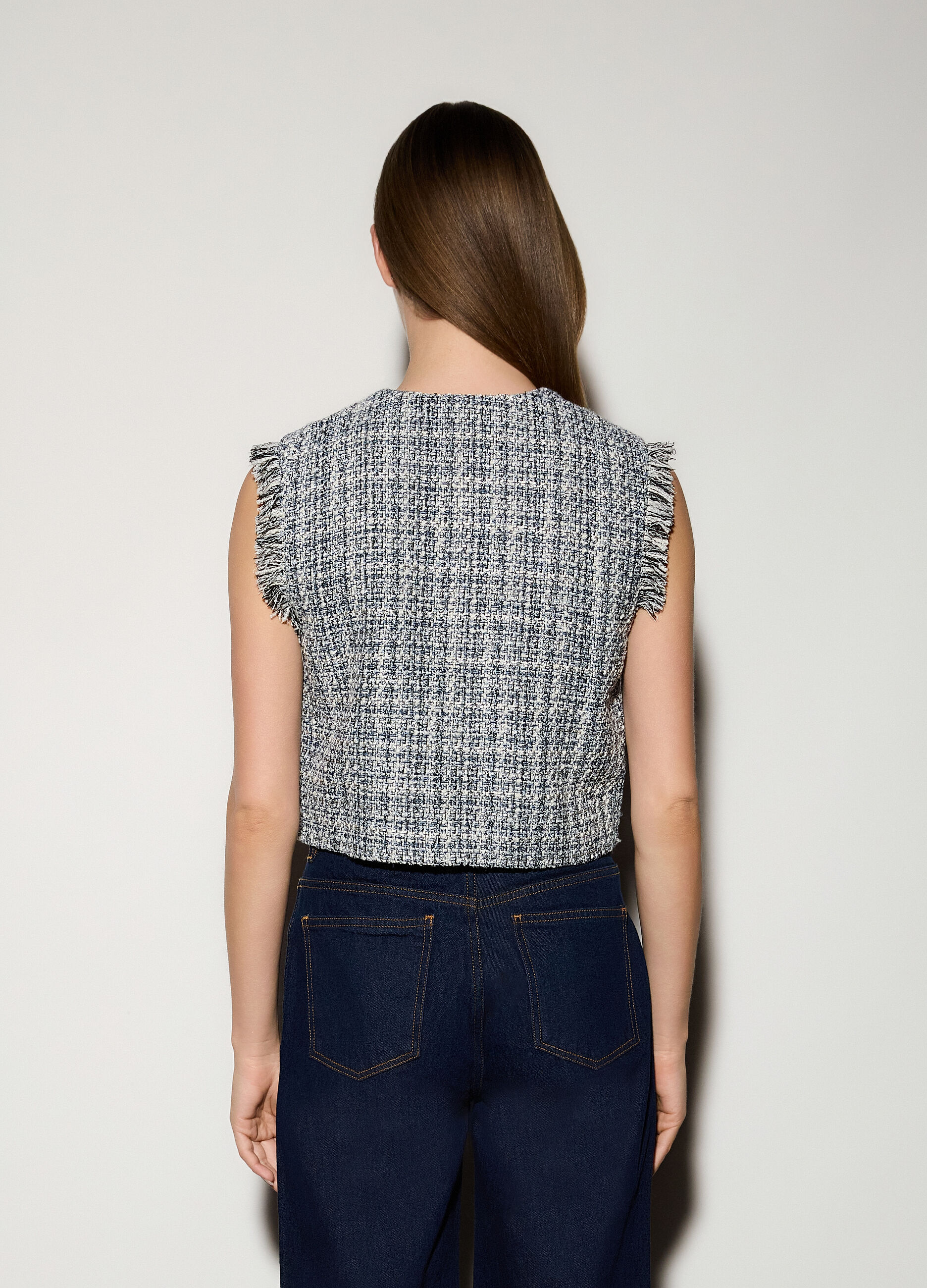 Gilet in tweed con frange donna_2