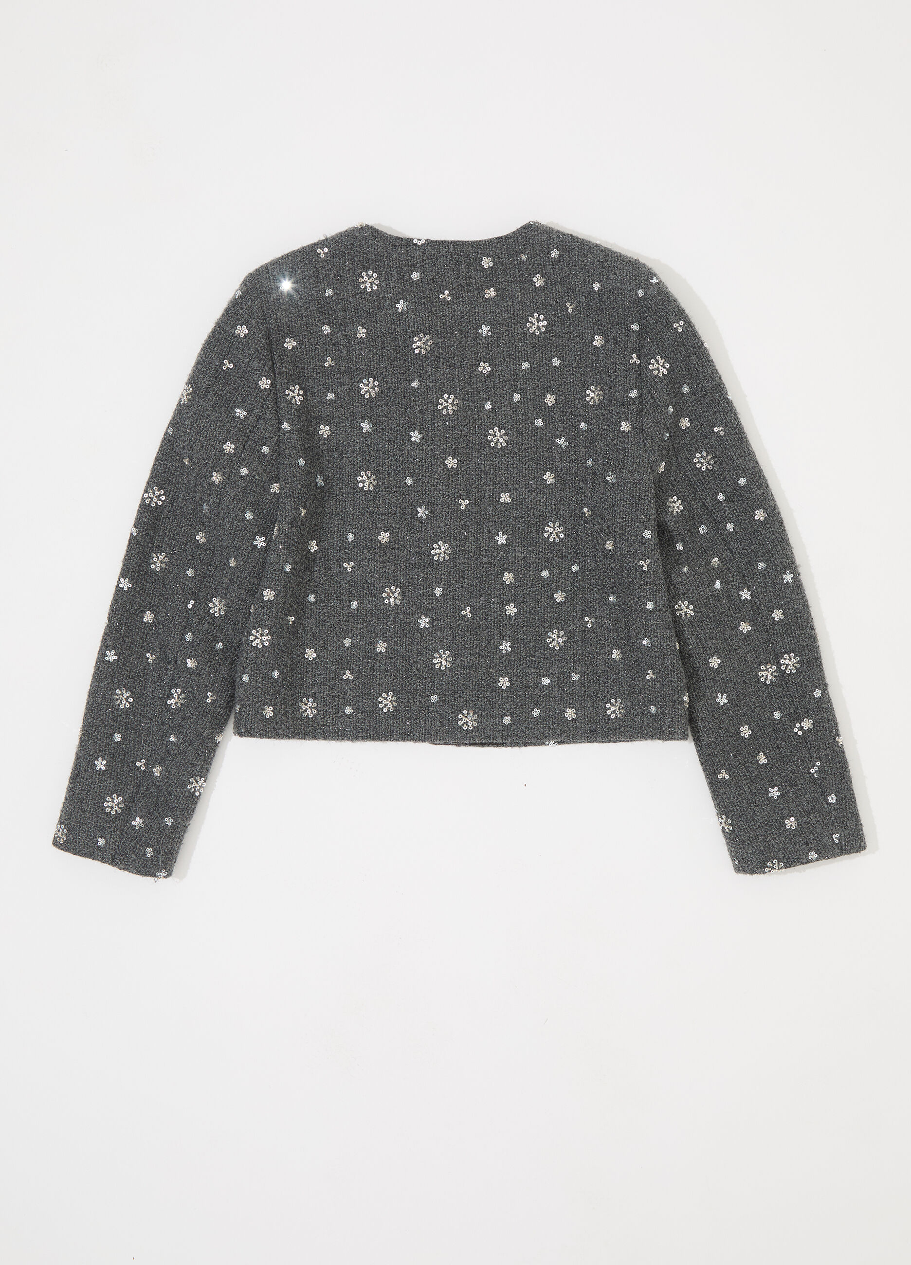 Giacca in bouclé misto lana con paillettes donna_5