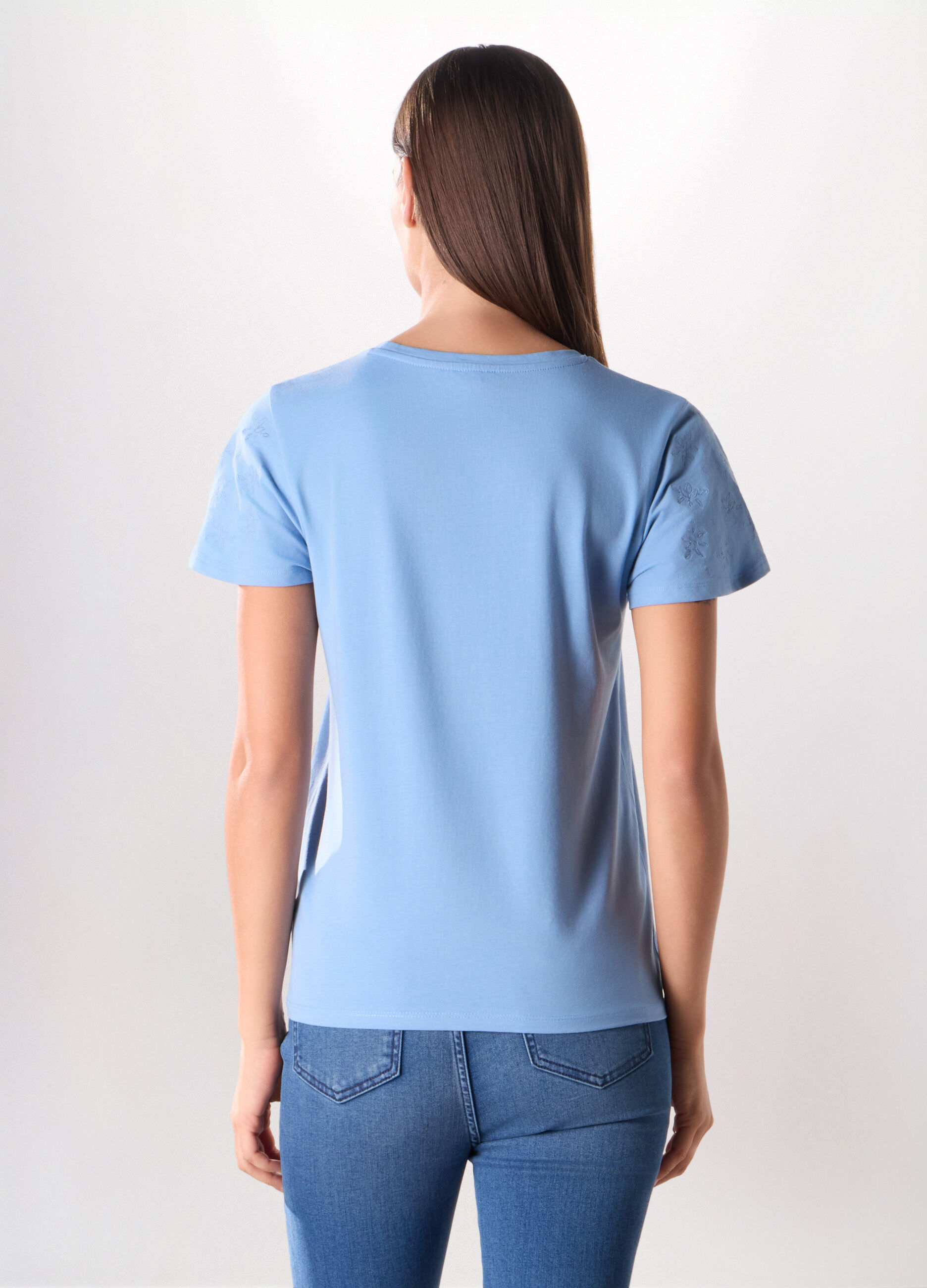 T-shirt in jersey di cotone stretch donna_1