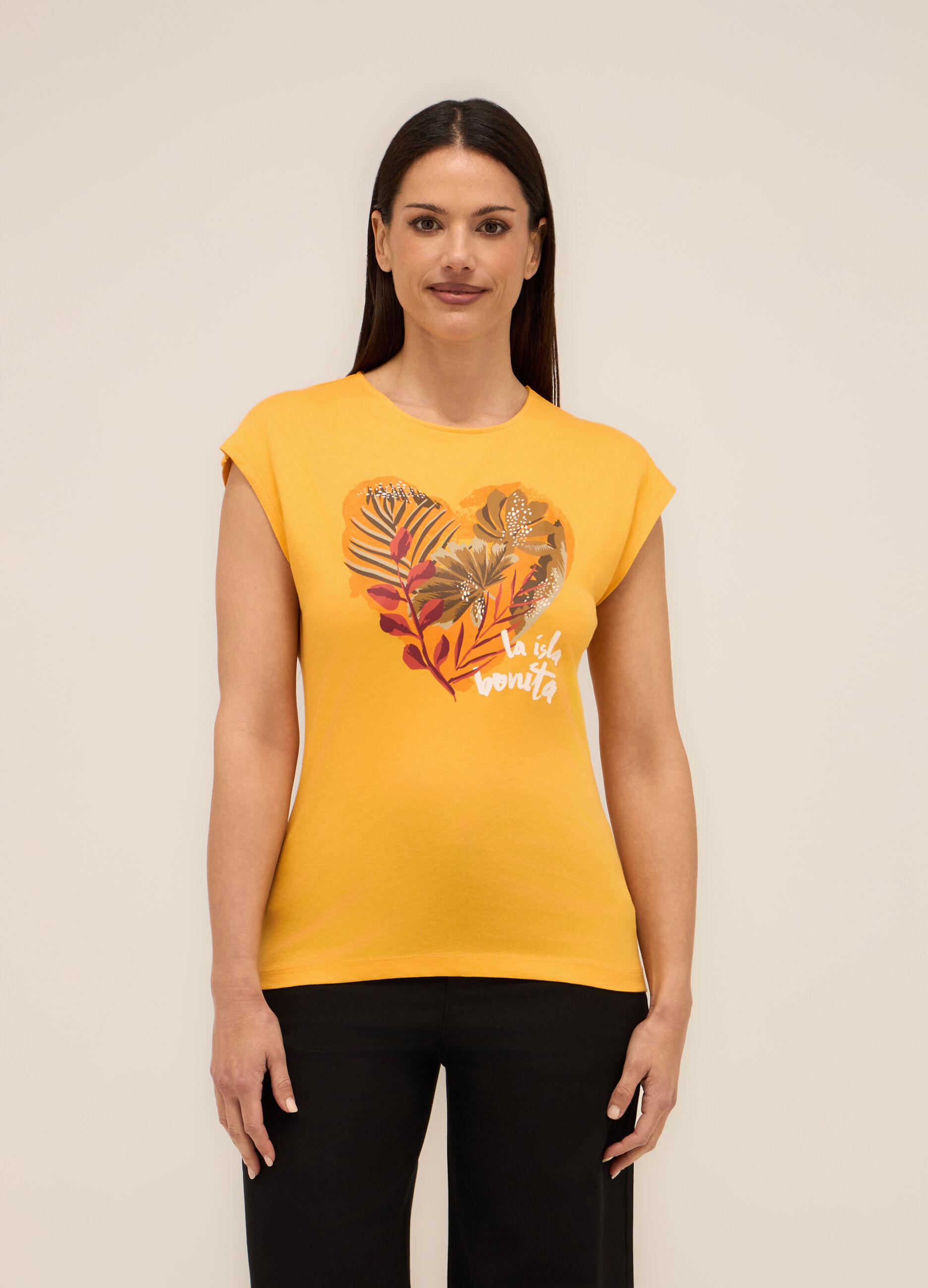 T-shirt in jersey di puro cotone donna_0