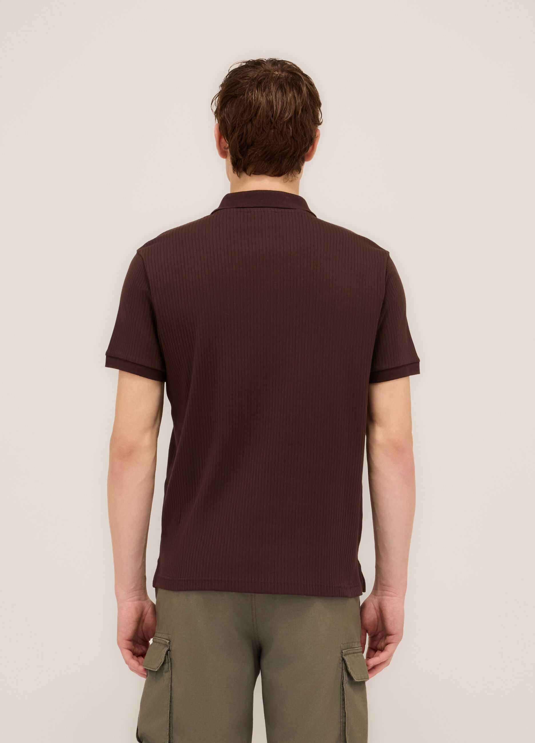 Polo a maniche corte in interlock di cotone stretch uomo_1